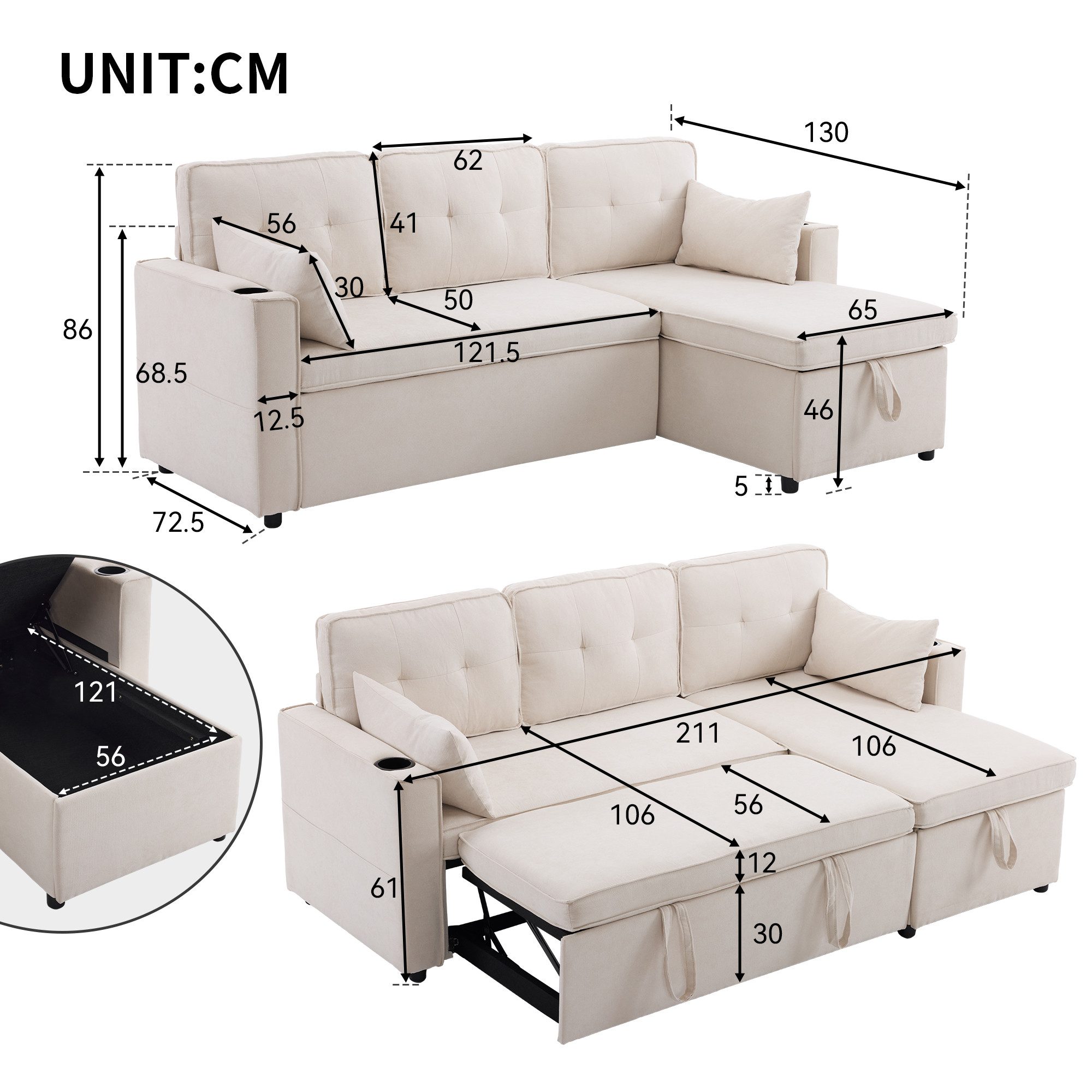 Ulife Schlafsofa Schlafsofa Loungesofa Küchensofa Kindersofa günstig online kaufen