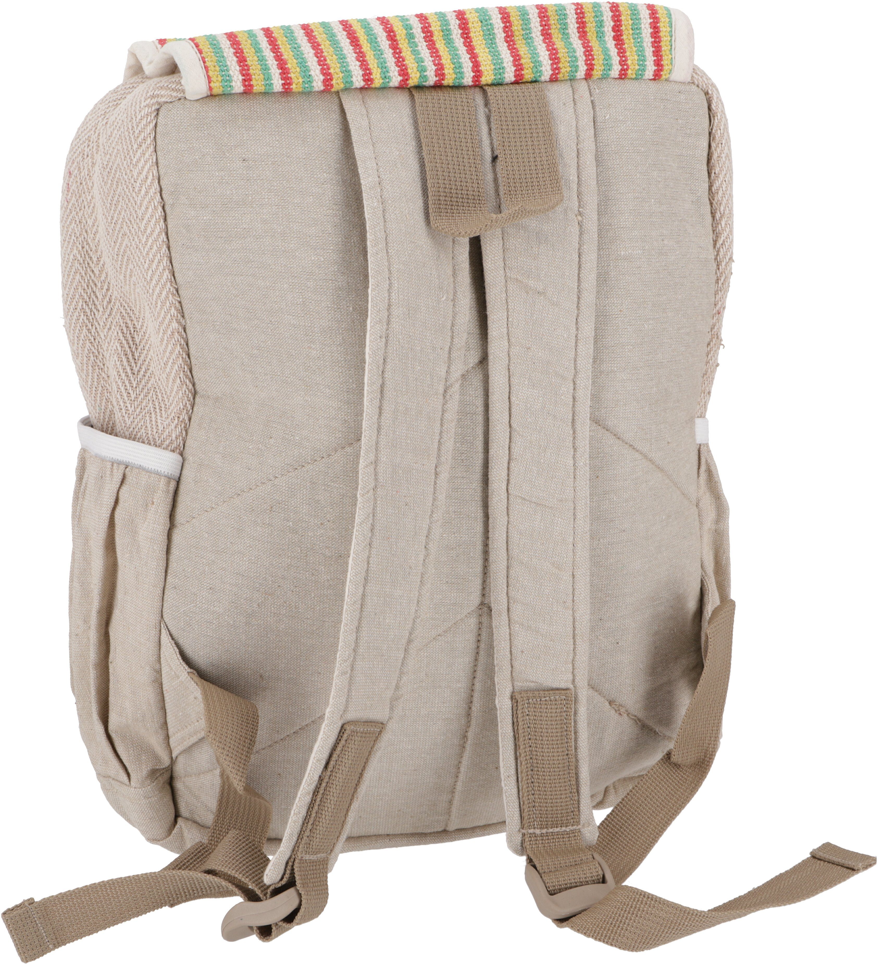 Guru-Shop Freizeitrucksack Ethno Hanf Rucksack - Streifen bunt