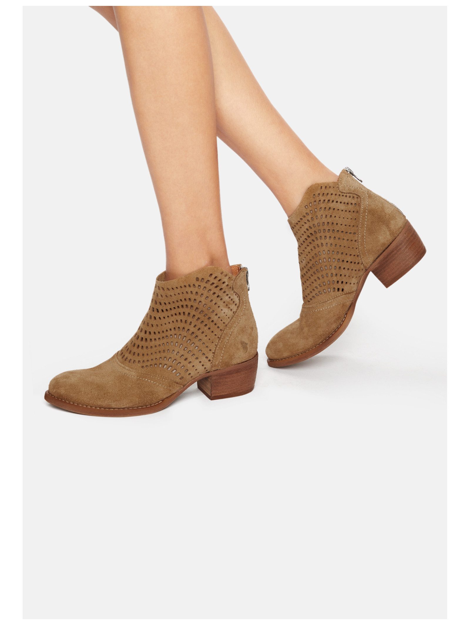 Felmini Stiefelette Veloursleder Cowboy Stiefelette