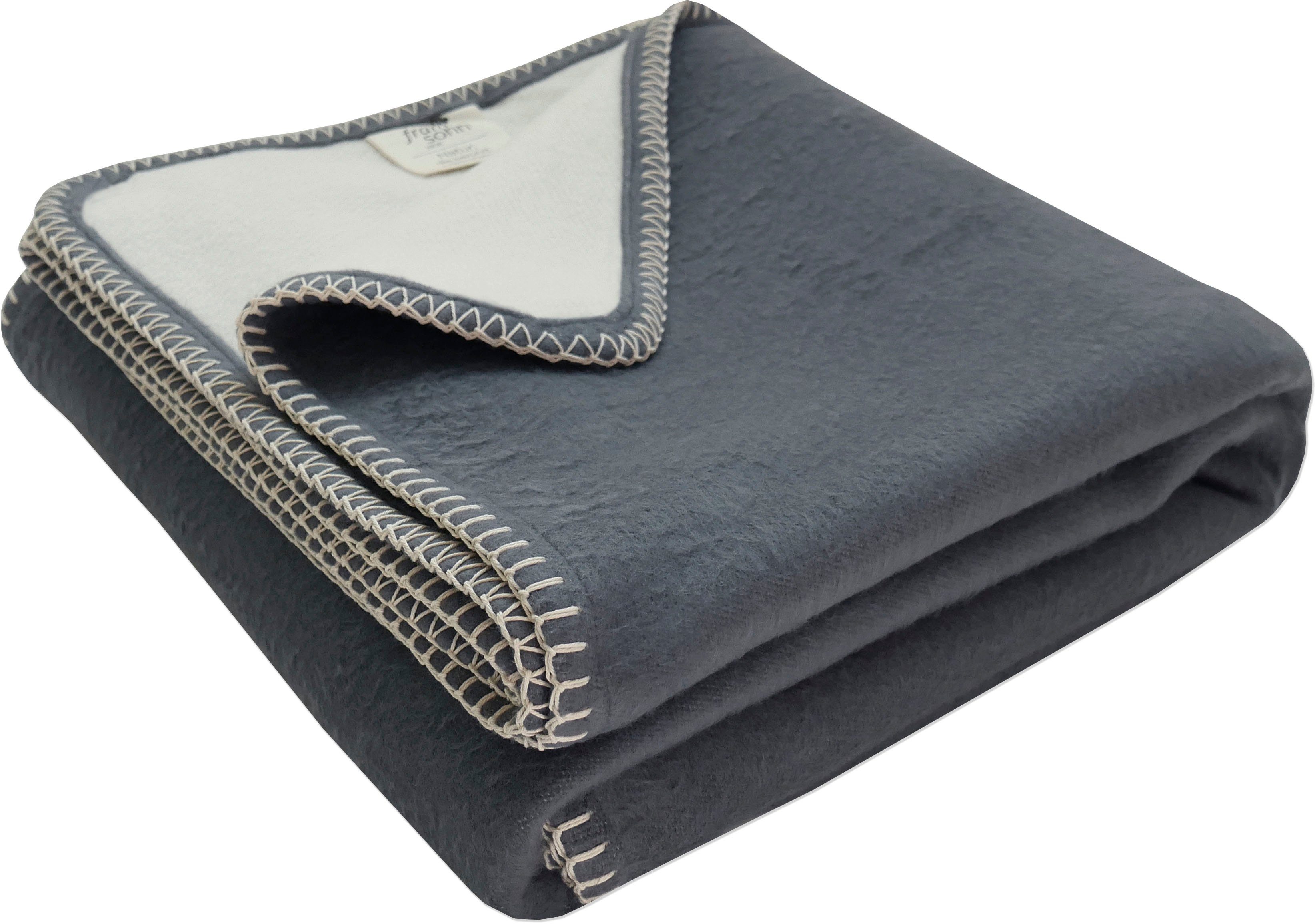 Wohndecke Bio Flanell Doubleface, framsohn frottier, mit Ziernaht, GOTS zertifiziert