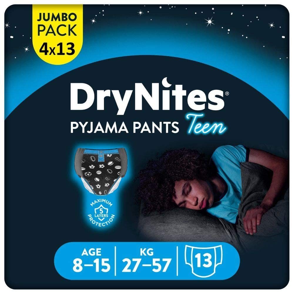 HUGGIES Windeln DryNites Nacht-Windeln Jungen 8-15 J. (27-57kg), 52 Stk, Inkontinenz