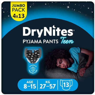 HUGGIES Windeln DryNites Nacht-Windeln Jungen 8-15 J. (27-57kg), 52 Stk, Inkontinenz (Vorratspack, 52 Windeln), Windelhose