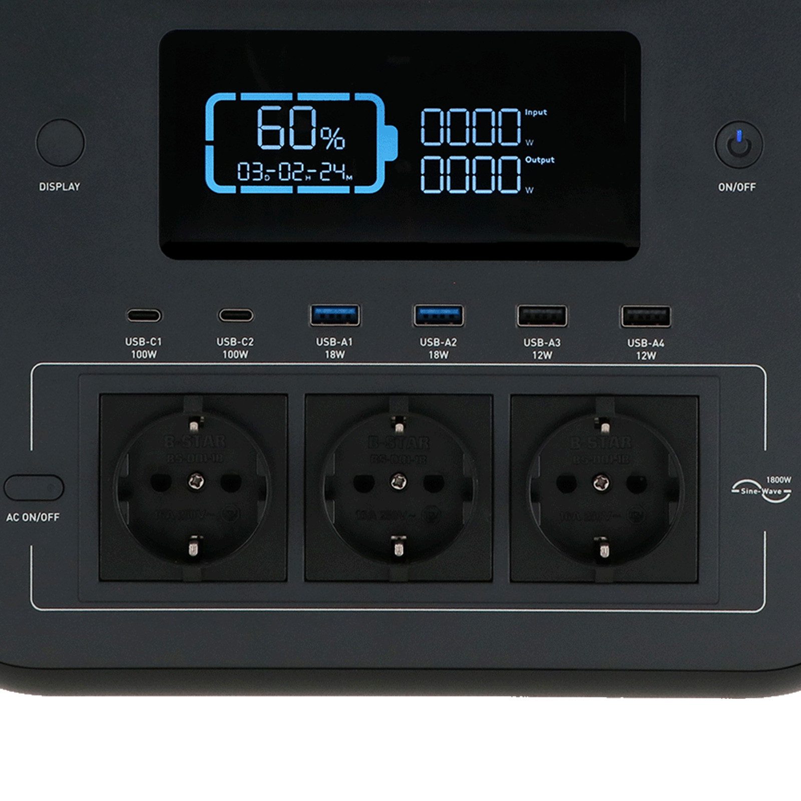 Mestic Stromerzeuger Tragbare Powerstation MPS-1800 Camping, Solar Generator PO4 1800W 1226Wh