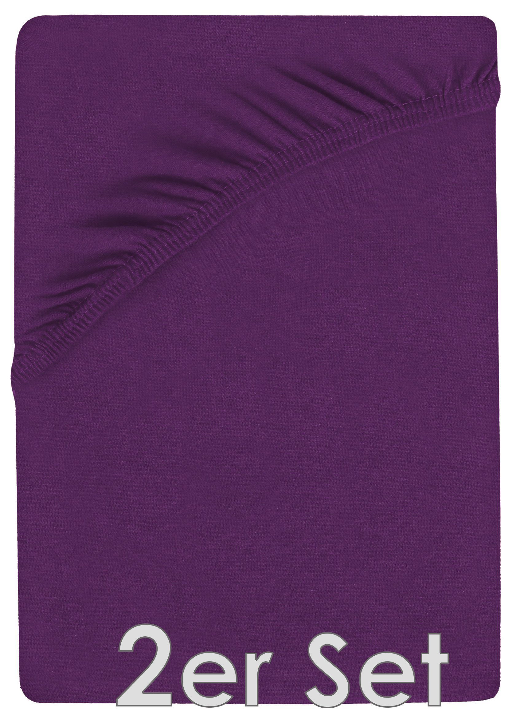 NatureMark Spannbettlaken Jersey Spannbetttuch, 100% Baumwolle, Gummizug: rundum, (2 Stück), Kinder Spannbetttuch, für Baby-/Kinderbett, 70x140 cm, Lila – Bild 2 von 4