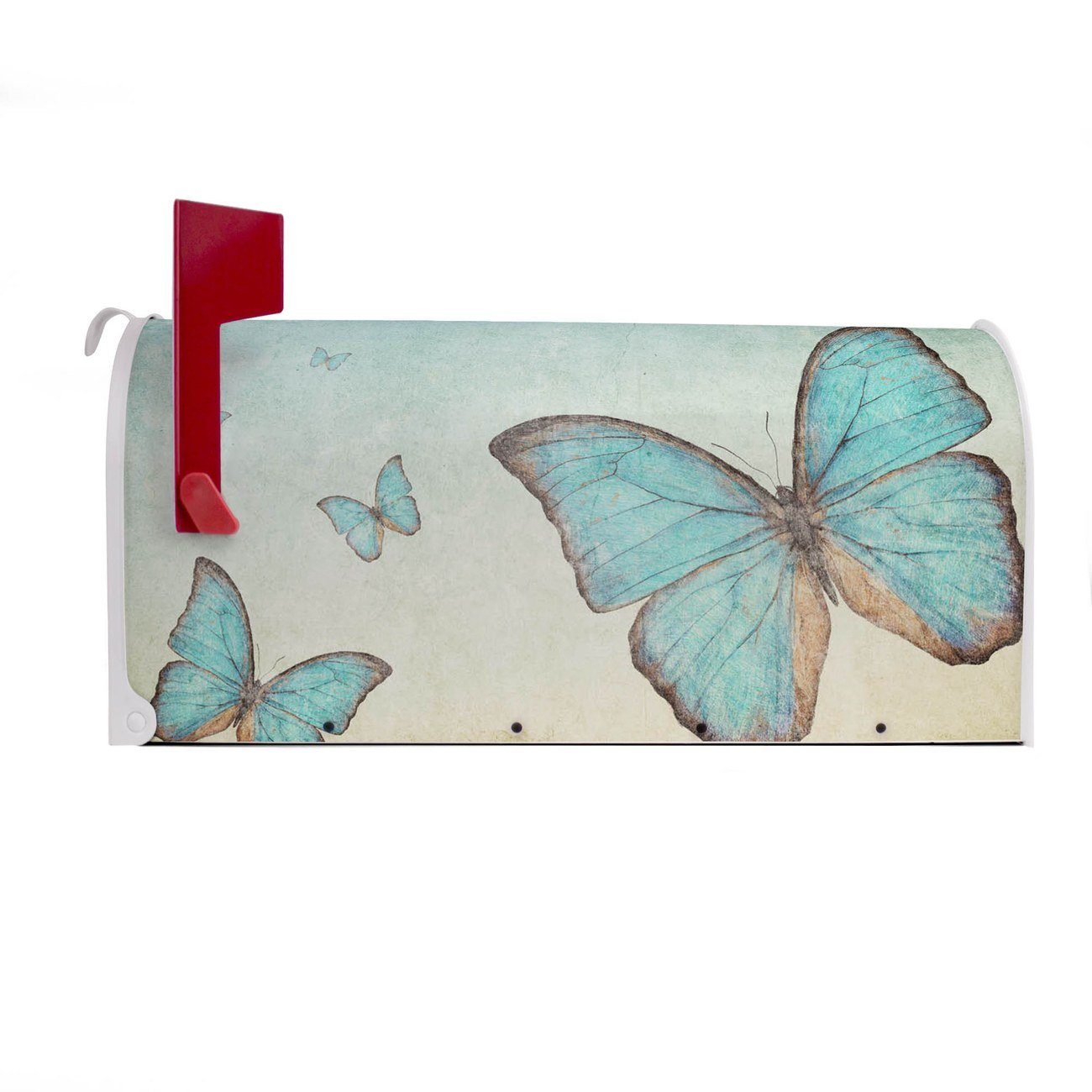 cm aus x Briefkasten, 17 USA), Briefkasten Mailbox original weiß banjado Schmetterlinge Mississippi 51 Blaue Amerikanischer x 22 (Amerikanischer