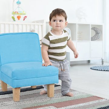 relaxdays Sessel Kindersessel mit Holzfüßen, Blau