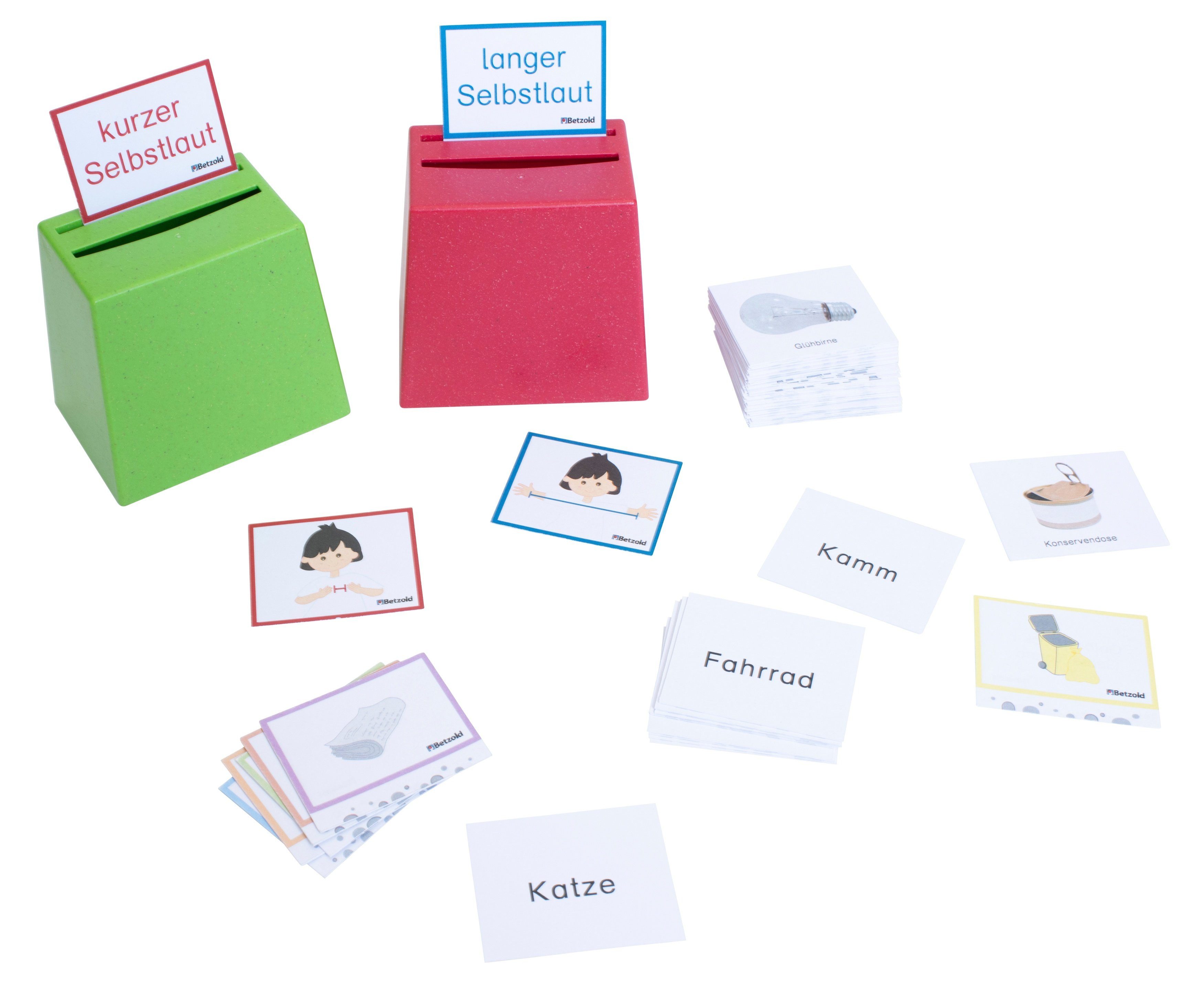 Betzold Tischkartenhalter Kurzer oder langer Selbstlaut? – Quizzerkarten für Kinder Deutsch, Karton