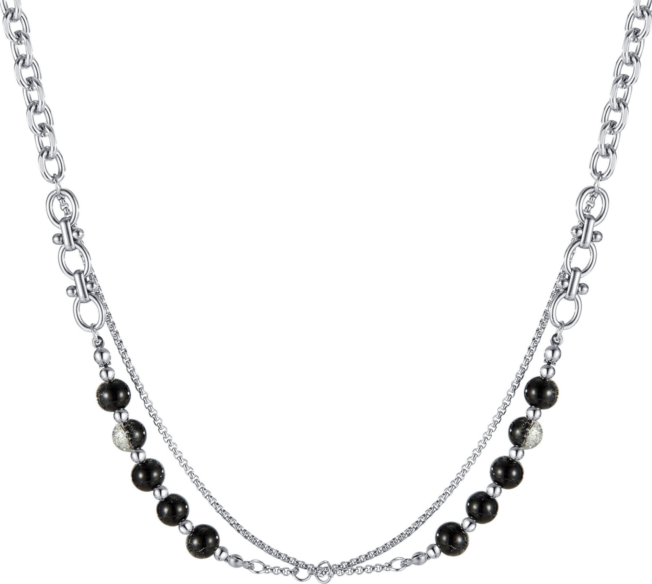 Firetti Edelstahlkette Schmuck Geschenk Edelstahl Halsschmuck Halskette Layer doppelreihig, mit Glasperle