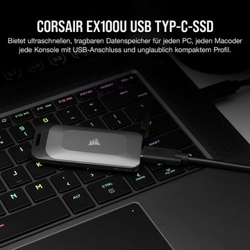 Corsair EX100U Portable USB Storage externe SSD (1 TB) 1600 MB/S Lesegeschwindigkeit, 1500 MB/S Schreibgeschwindigkeit