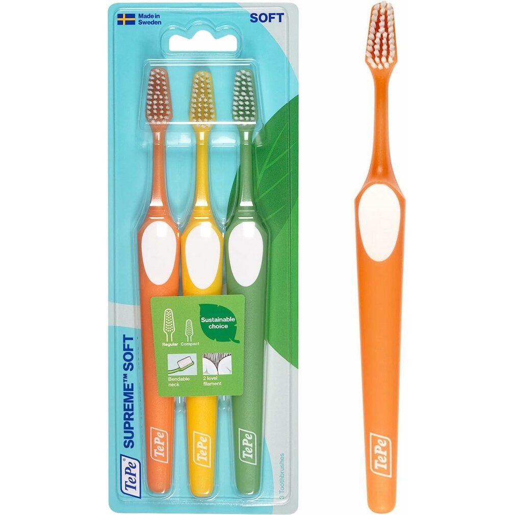 TePe Zahnbürste Supreme Soft Zahnbürste 3er-Mix
