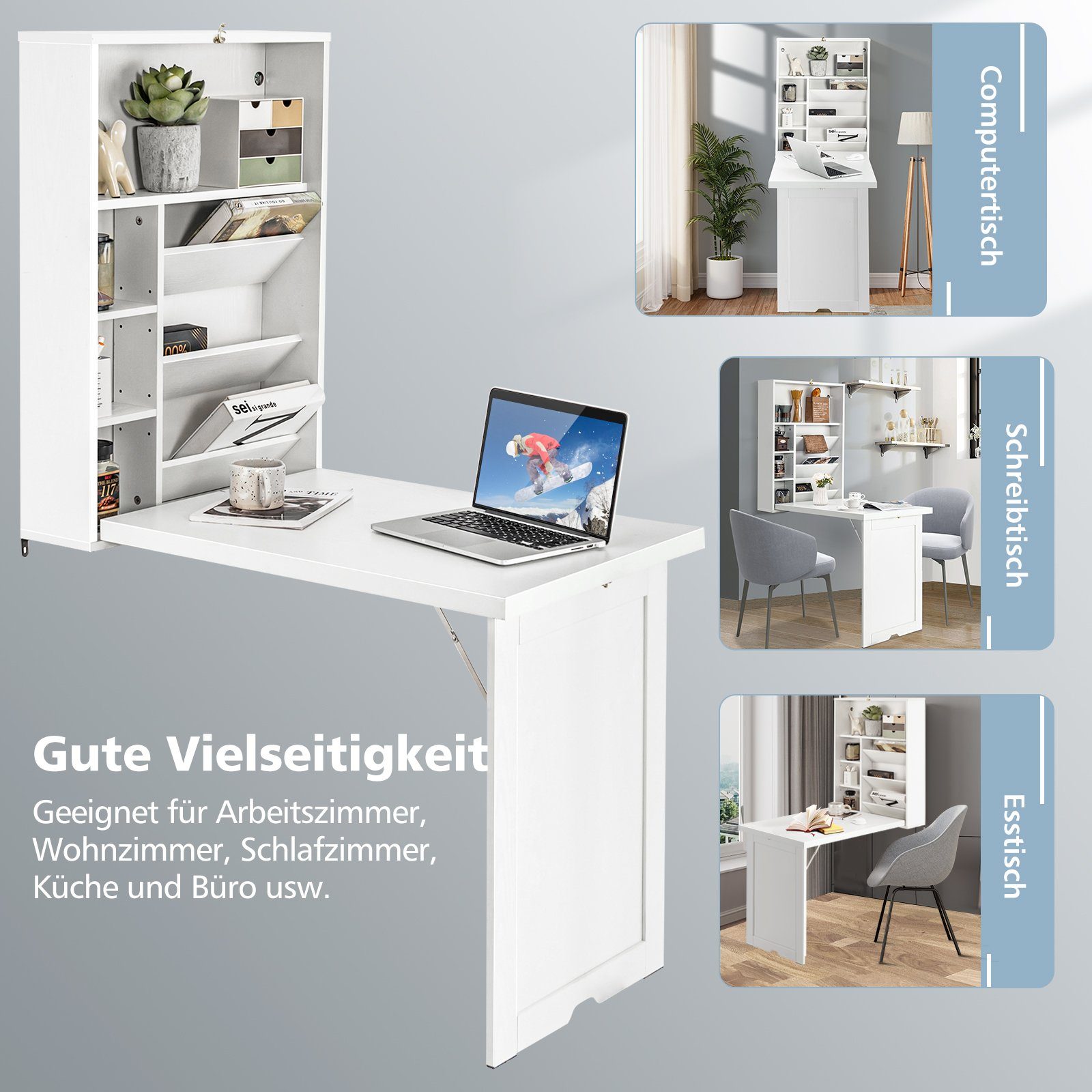 Wandklapptisch 40x30cm - Platzsparender Klapptisch Zur Wandmontage