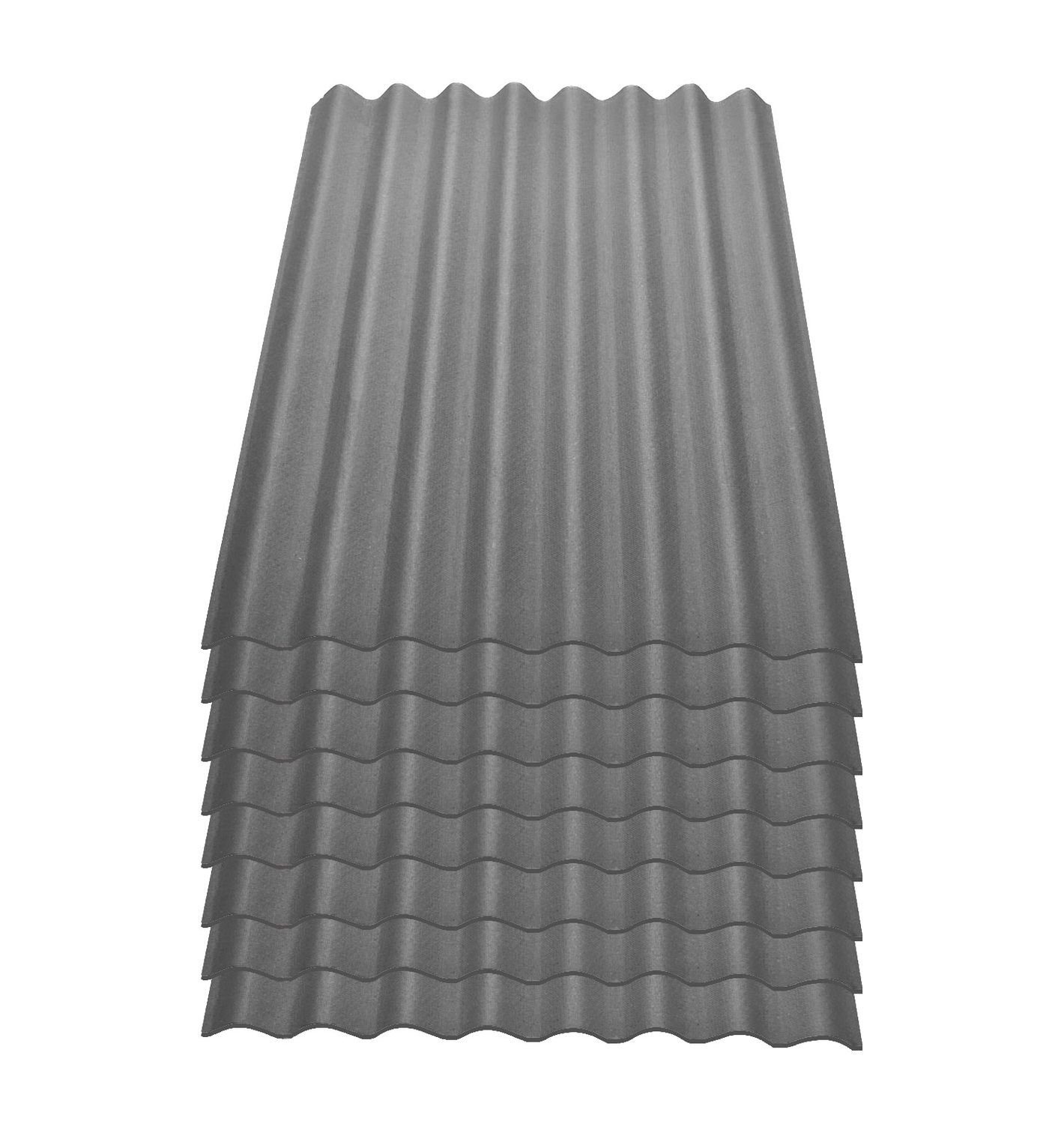 8 Stück 100 x 76 cm Bitumenwellplatten Set grau Compact 