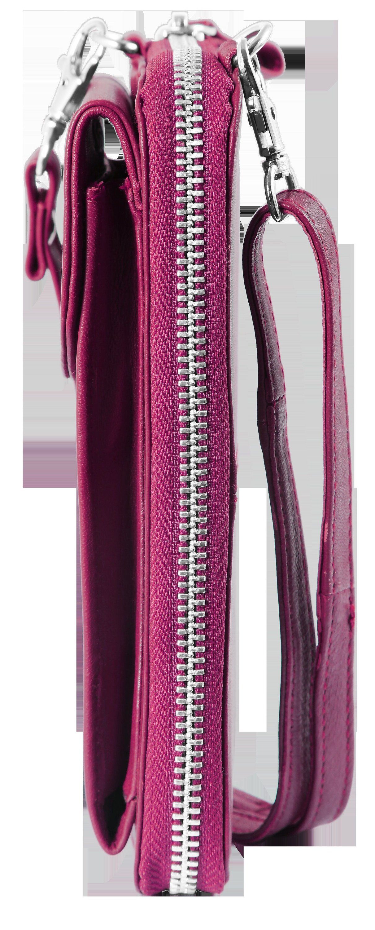 Echtleder Handyumhängetasche (einzeln) AKZENT Geldbörse Pink mit aus Mirna Handytasche