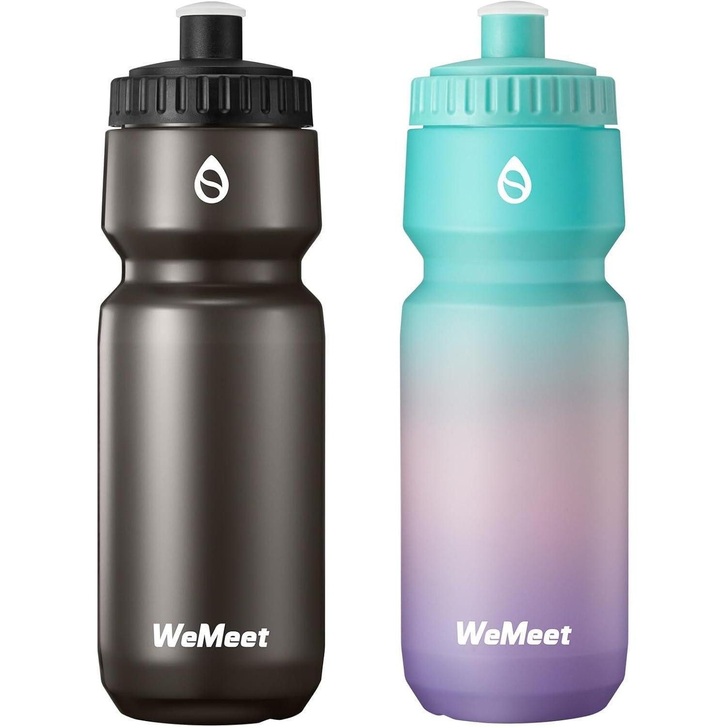 LuxusKollektion Trinkflasche Fahrradflasche 700ml 2er Pack Schwarz Grün/Rosa Violett