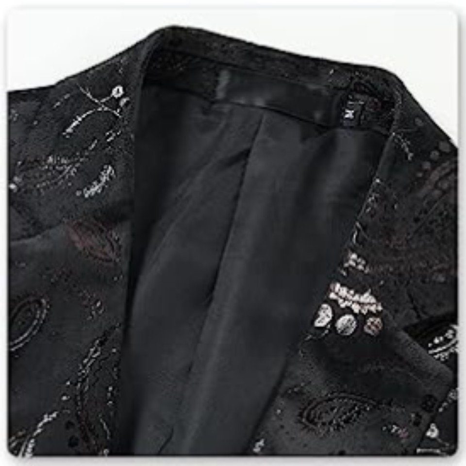 Allthemen Sakko Herren 2 Knöpfe Pailletten Blazer für Party