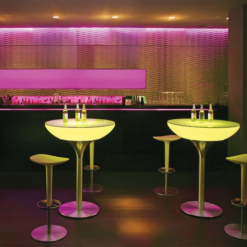 Table LED Moree Transluzent Alu-Gebürstet, Weiß, Dekolicht Pro Lounge 105cm