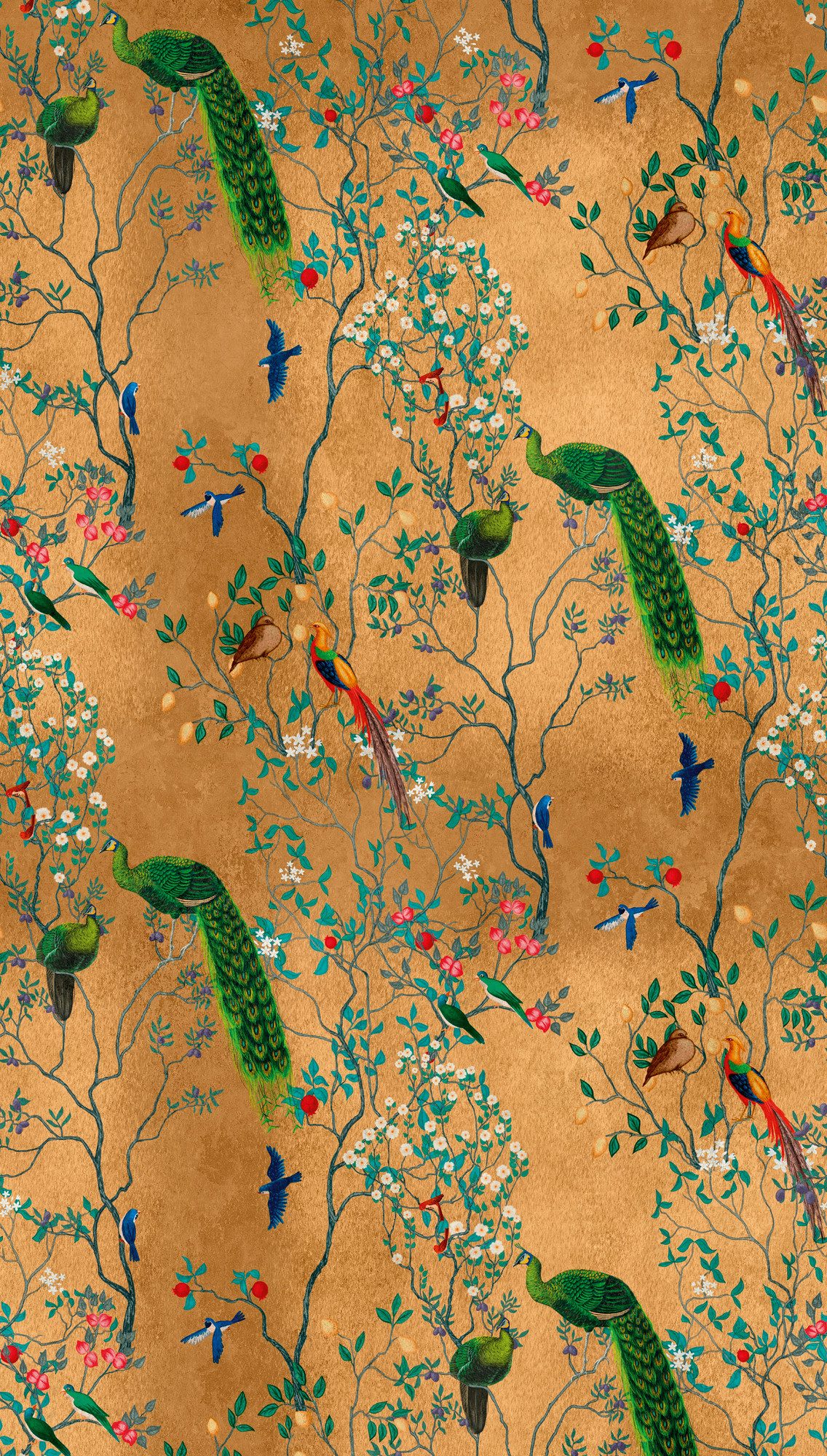 living walls Fototapete THE WALL III Vogel-Tapete Motivtapete Floral Vögel, günstig online kaufen