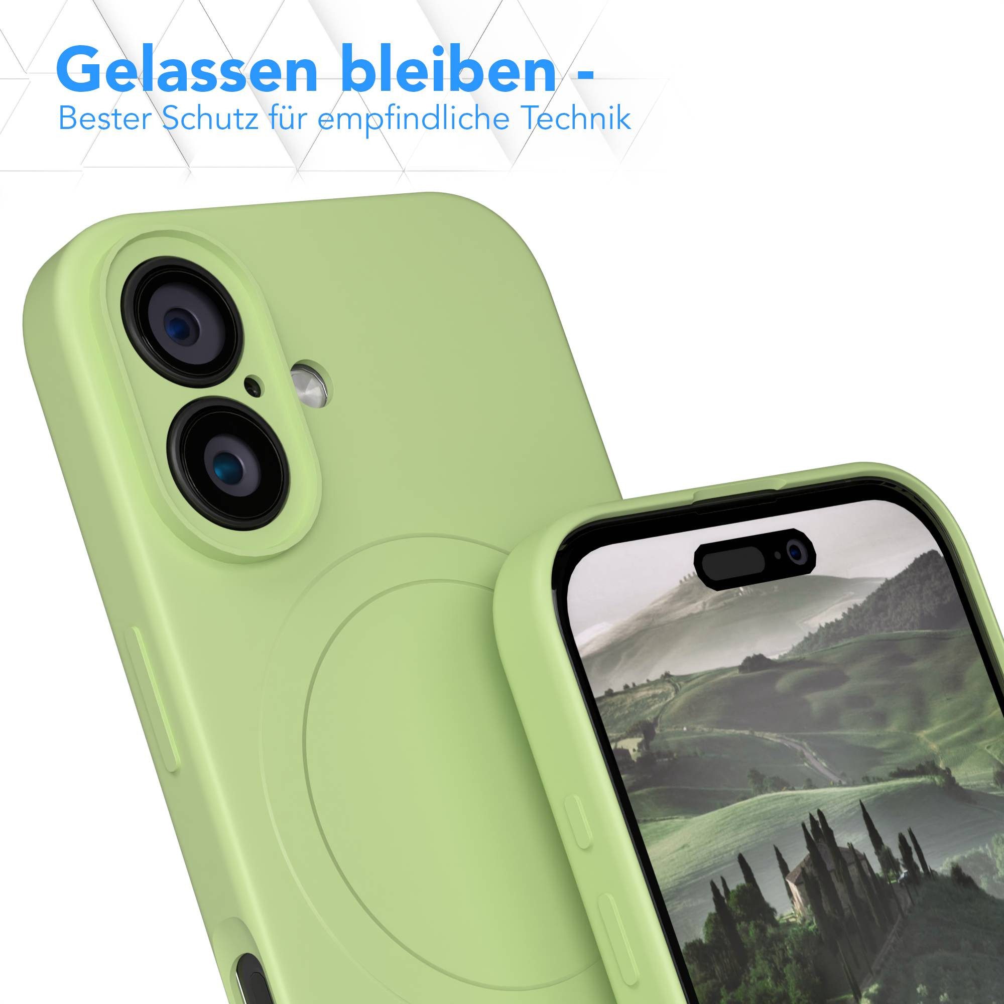 EAZY CASE Handyhülle für Apple iPhone 16 Hülle Silikon 6,1 Zoll, Schutzhülle MagSafe kompatibel Anti-Slip Oberfläche kratzfest Grün – Bild 4 von 5