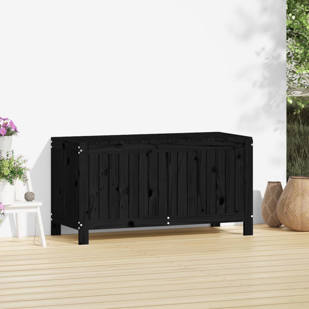 furnicato Gartenbox Gartentruhe Schwarz 115x49x60 Massivholz cm Kiefer