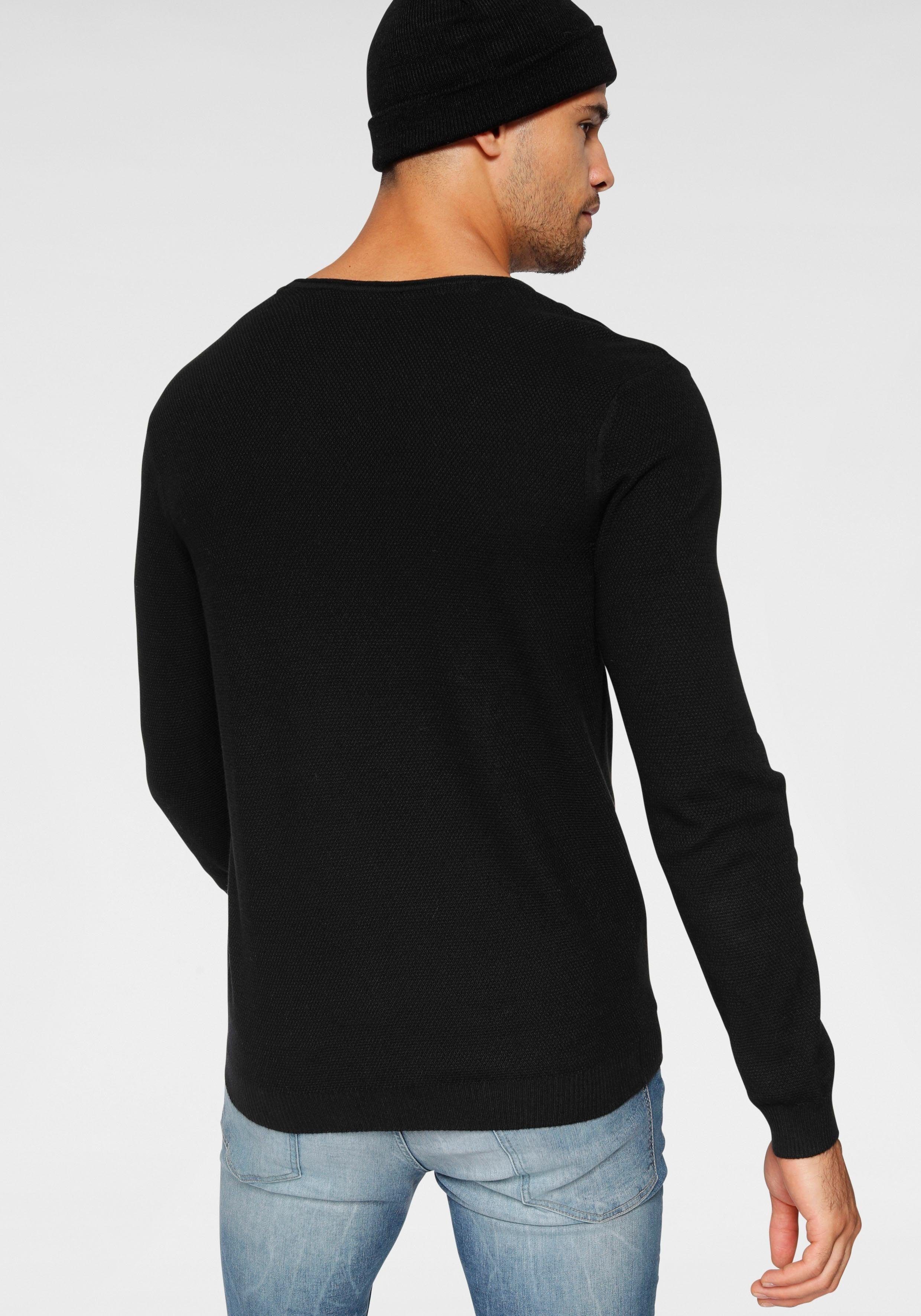 Bruno Banani Rundhalspullover in modischer Strickoptik günstig online kaufen