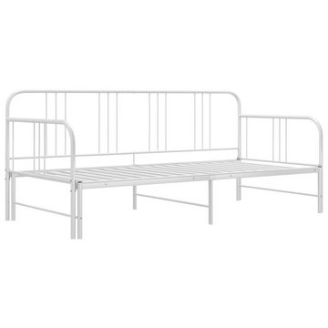 vidaXL Bett Ausziehsofa Bettgestell Weiß Metall 90x200 cm