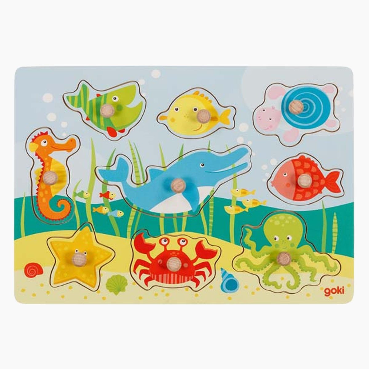 goki Головоломки Головоломки Unterwasserwelt II, 9 Пазлыteile, Mit kindgerechten Holzknöpfen