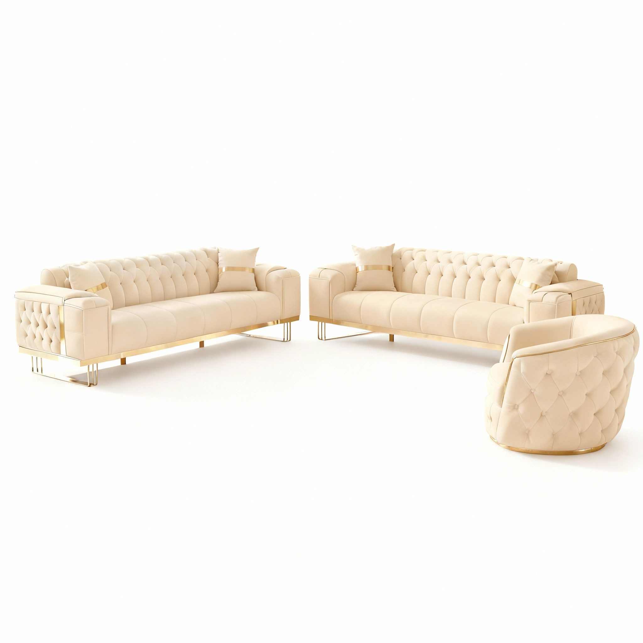 Palms-Store Sofa -Set Imperial Premium, 6 Farben verfügbar, 3-Sitzer + 2-Sitzer + Sessel (3-Sitzer mit Schlaf-funktion)
