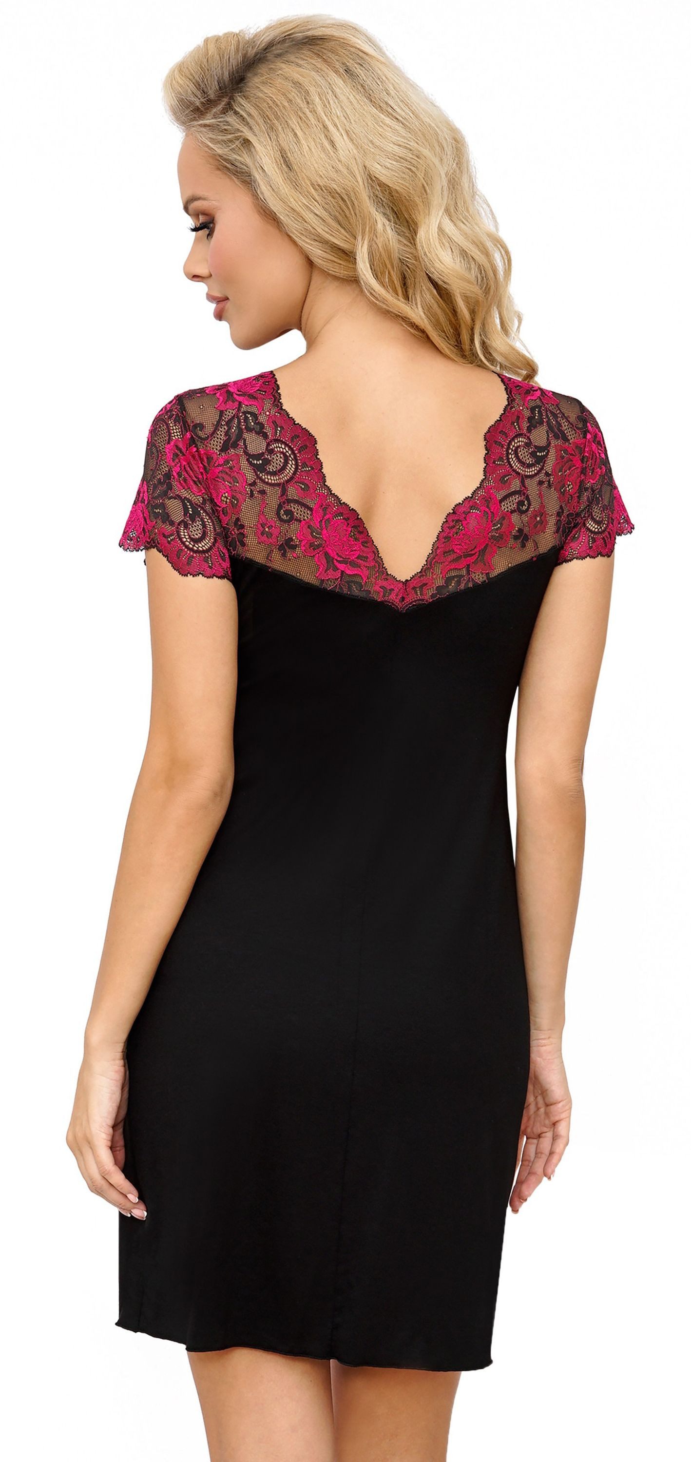 Donna Nachthemd Candy (Set, 1-tlg., 1-teilig) Damen Sleepshirt ca.90cm Schlafshirt Viskose Kurzarm Spitze