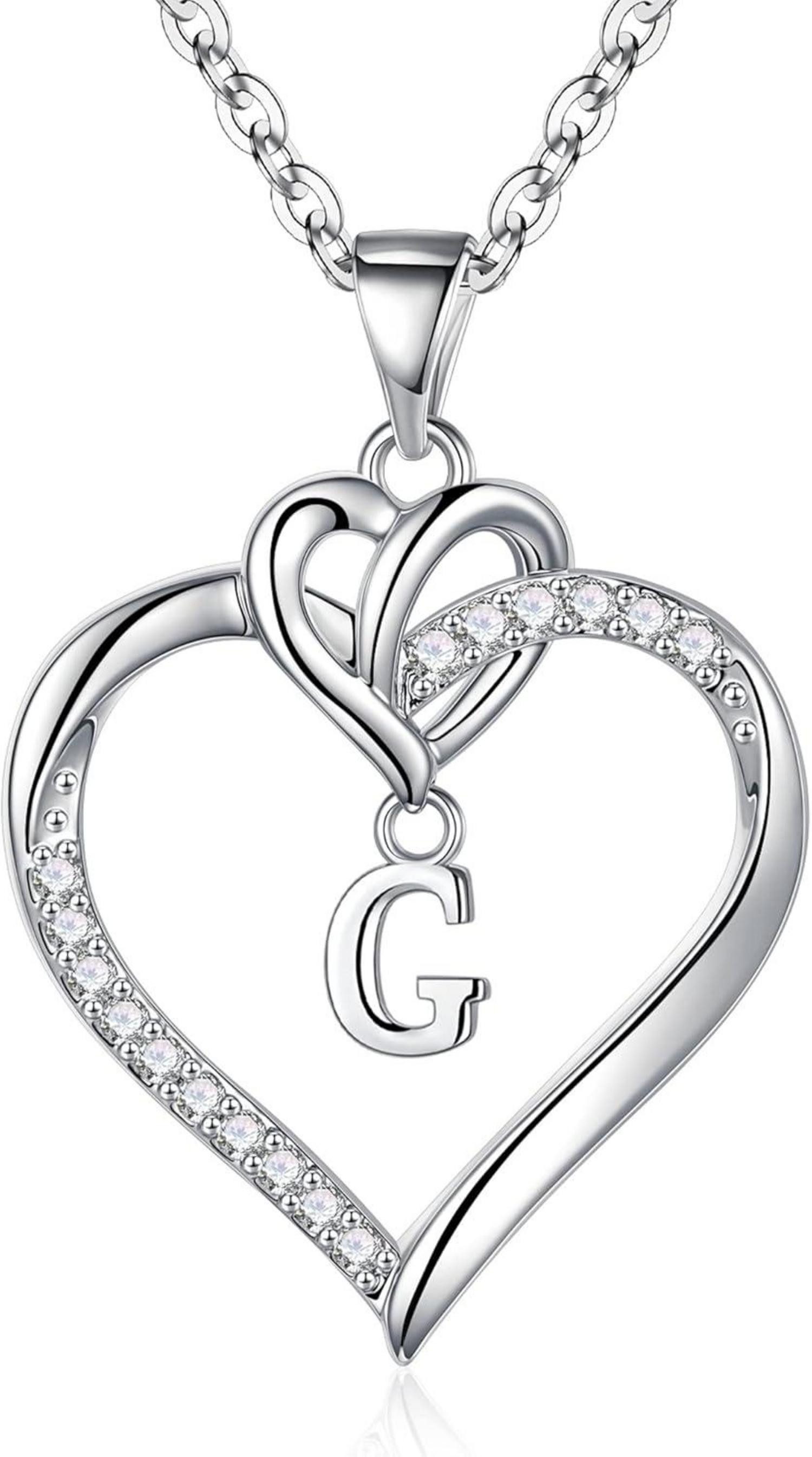 Kette und Anhänger Set Valentinstag Geschenk Herz Halskette 14K Gold/Weißgold Zirkonia