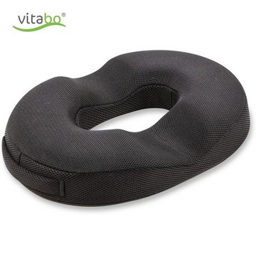 Vitabo Steißbeinkissen Vitabo Ergonomischer Steißbein Sitzring – Steißbeinkissen in O-Form mit Gel-Schicht I Ringkissen, Sitzdonut aus Memory-Schaum (Schwarz), mit kühlender Gel-Auflage, Anti-Rutsch-Noppen an der Unterseite sorgen für einen sicheren Halt