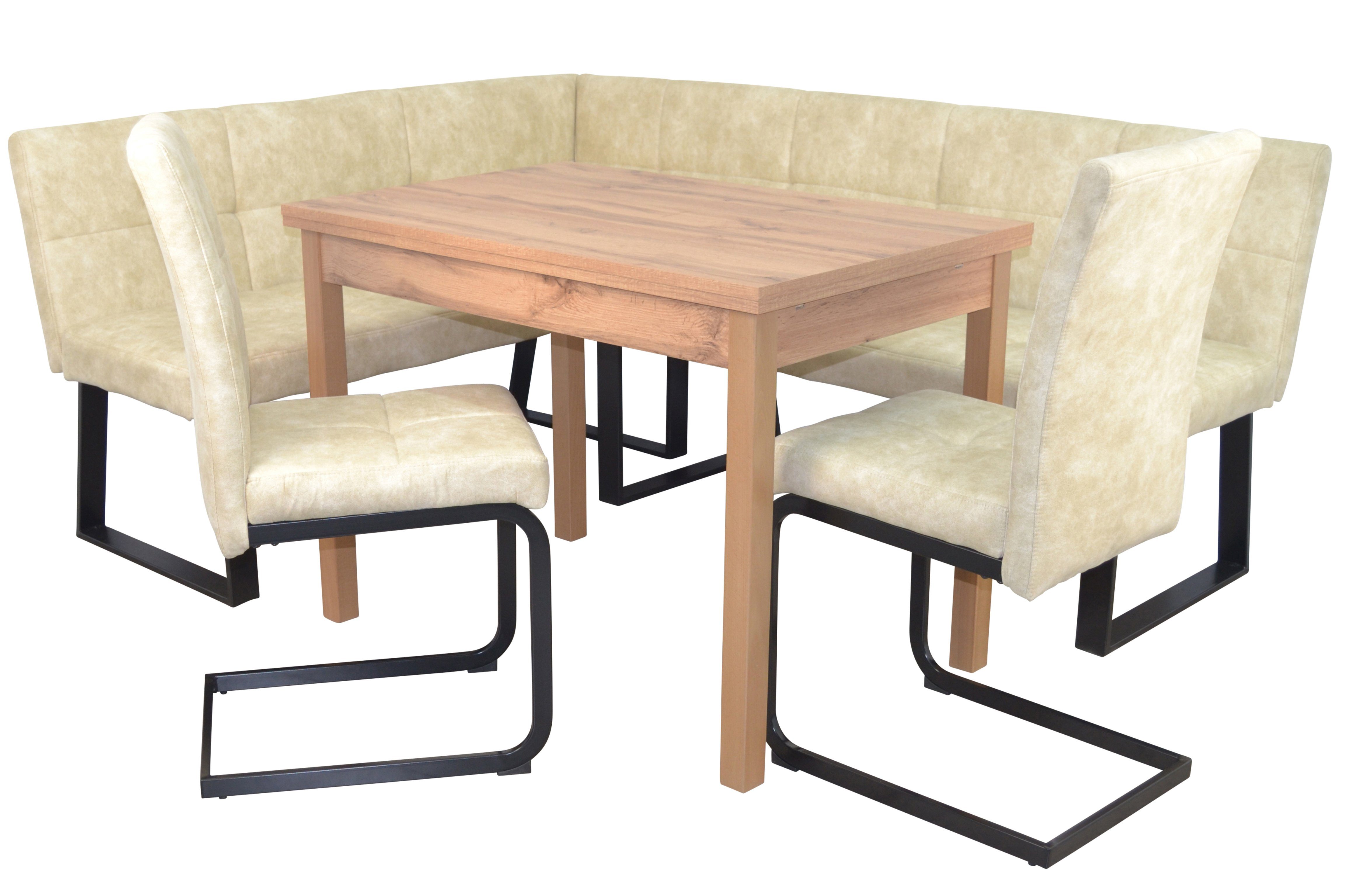 moebel-direkt-online Eckbankgruppe 4teilige Eckbankgruppe, Schenkelmaß 150x190 cm, in drei Farben, (Spar-Set, 4tlg. Set)