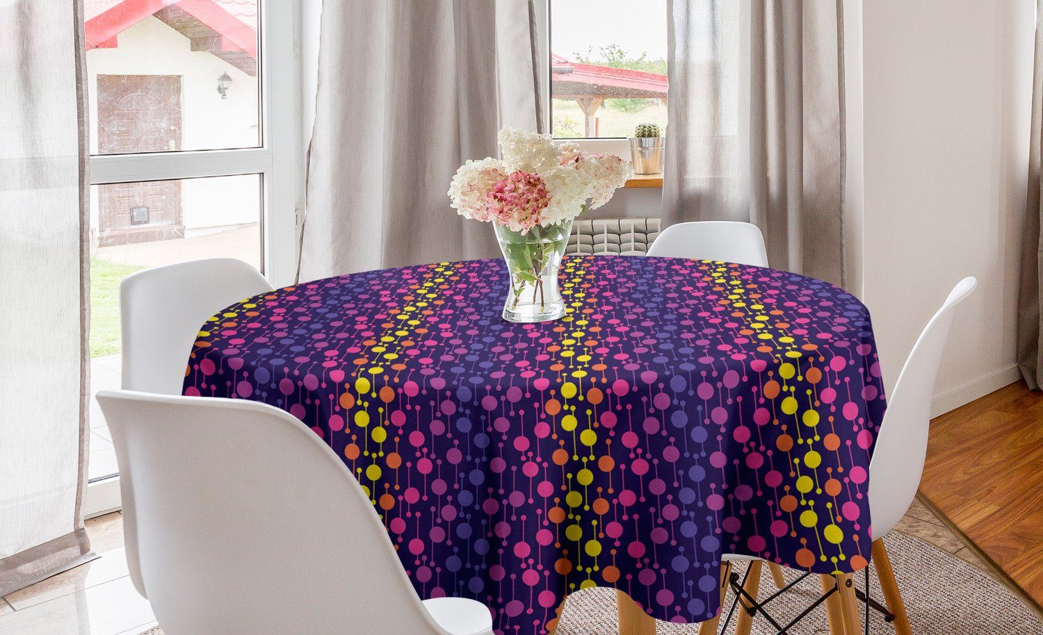 Tischdecke Tischdecke Bunte Küche Kreis für Dekoration, Kreise Esszimmer Pastell Abakuhaus geometrische Abdeckung