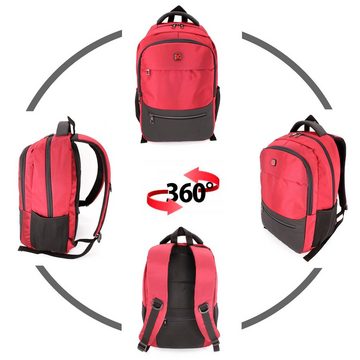 SHG Freizeitrucksack Schulrucksack Sportrucksack Laptoprucksack (rot), Cityrucksack Backpack Notebook_Rucksack 15,6"