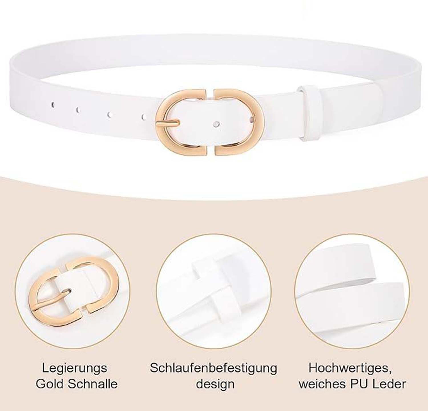 Coonoor Ledergürtel für Jeans Hosen Leder Gürtel Damengürtel mit goldener S günstig online kaufen