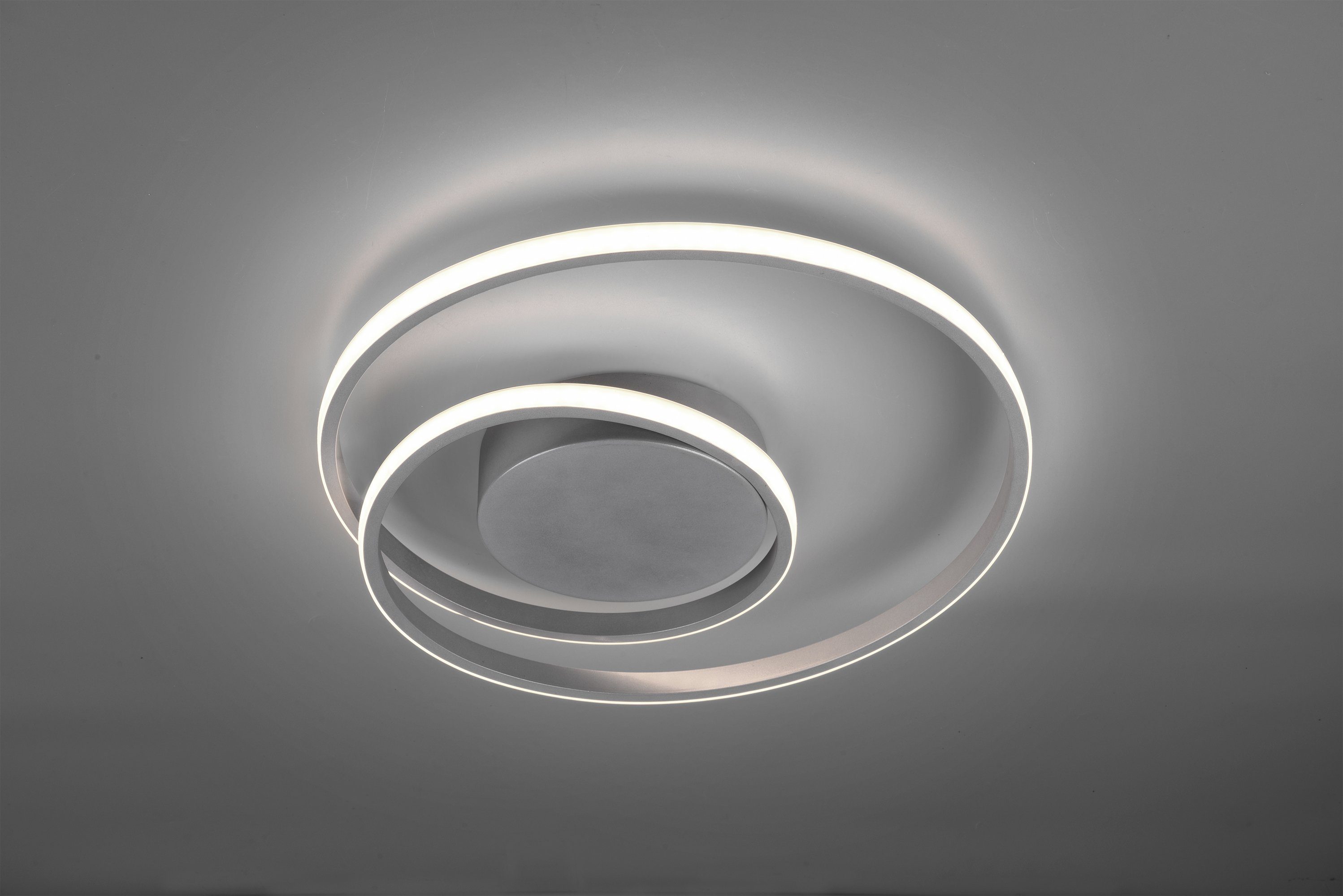 TRIO Leuchten LED Dimmer, LED fest (100%/50%/25), über Wohnzimmer Switch titansilberfarben Deckenleuchte Dimmfunktion, Warmweiß, dimmbar integriert, Zibal, Wandschalter