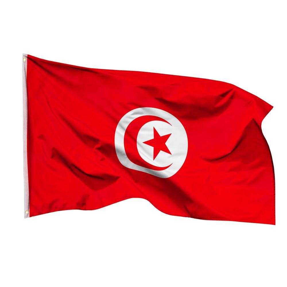 PHENO FLAGS Flagge Tunesien Flagge 90 x 150 cm Tunesische Fahne (Hissflagge für Fahnenmast), Inkl. 2 Messing Ösen