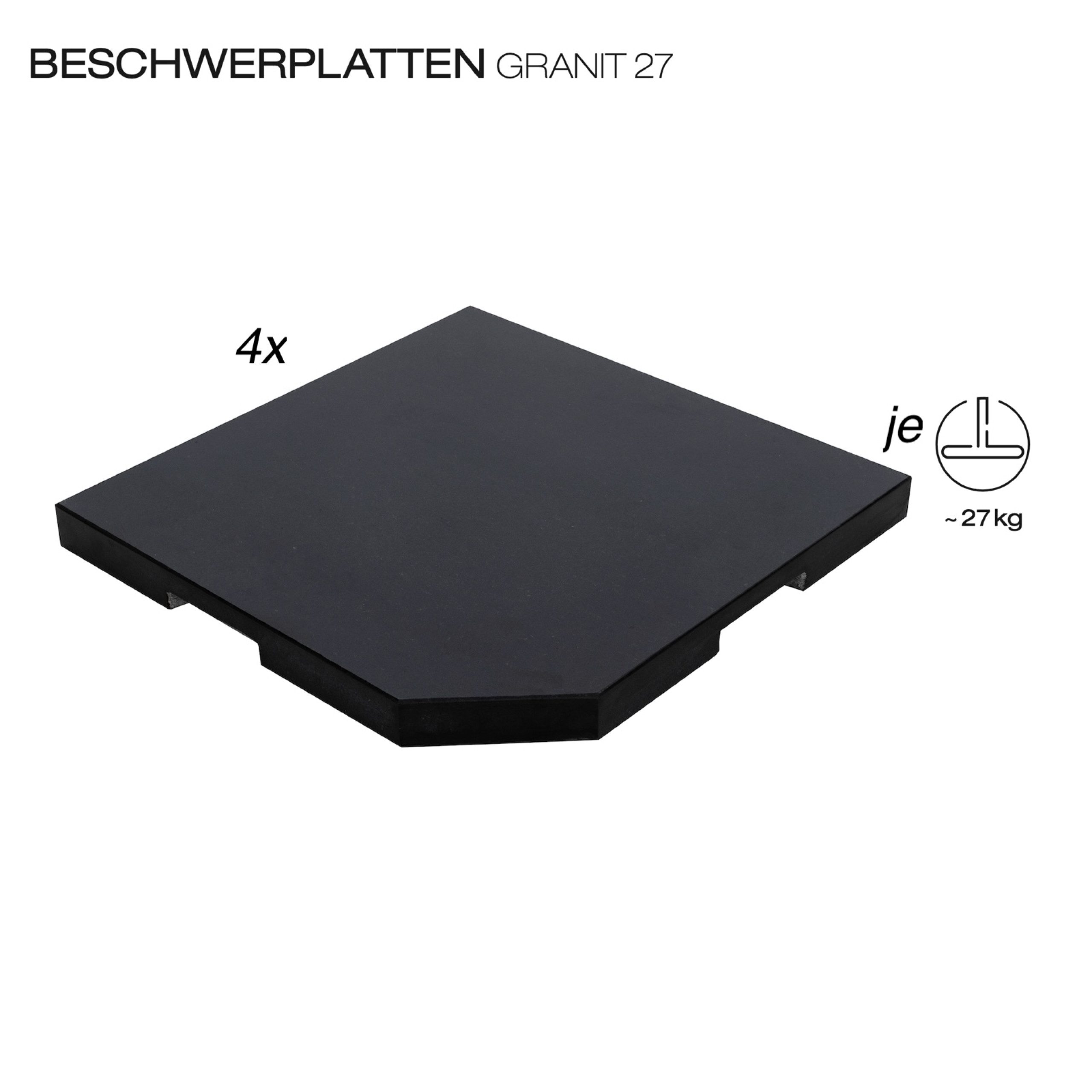 Knirps® Sonnenschirm Knirps Granitplatten schwarz 4 Stk je ca. 27 kg mit 50 x 50 x 4 cm