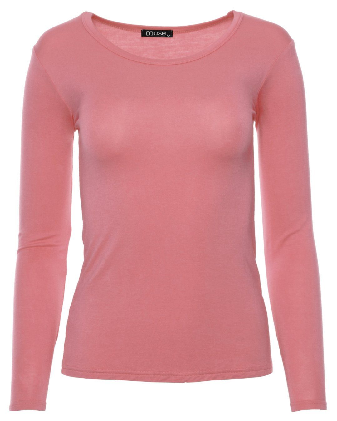 Muse Rundhalsshirt Basic Rundhals Langarmshirt Skinny Fit 1093 günstig online kaufen
