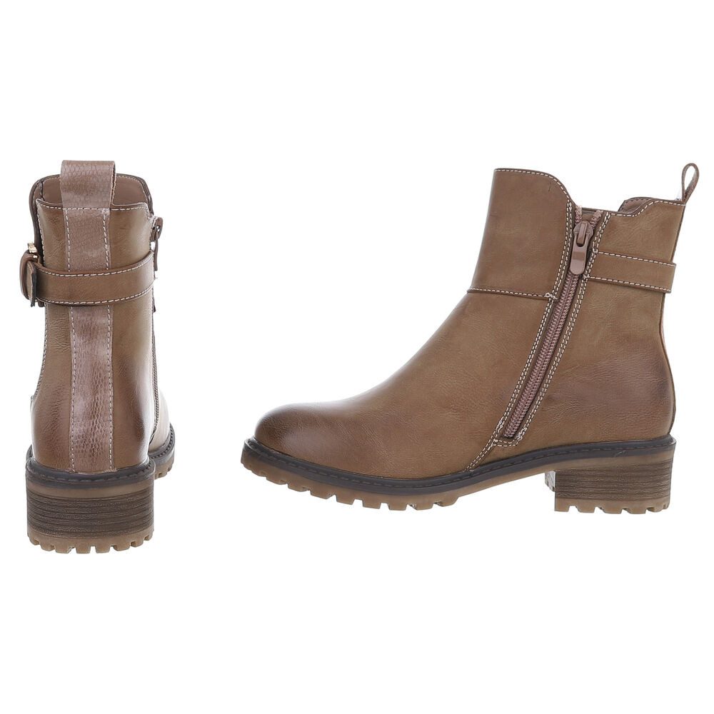 Ital-Design Stylischer Damen-Stiefel mit Komfort und eleganten Details Chelseaboots (90482586) Blockabsatz Stiefeletten in Hellbraun – Bild 5 von 5