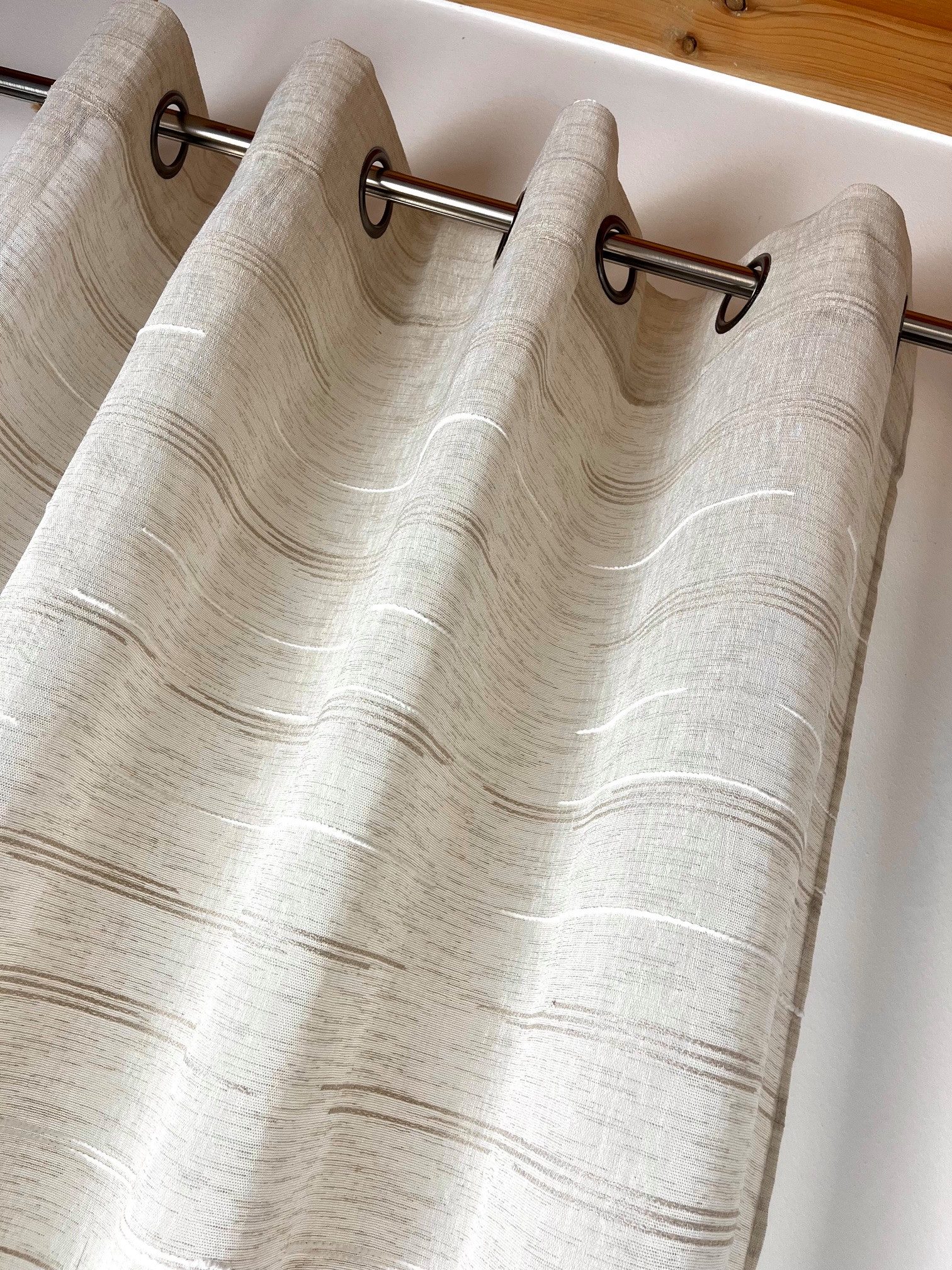 novumfix Gardine Ösenvorhang "Sabrina" beige gestreift, Leinstruktur 140x240cm(BxH), Ösen, lichtdurchlässig