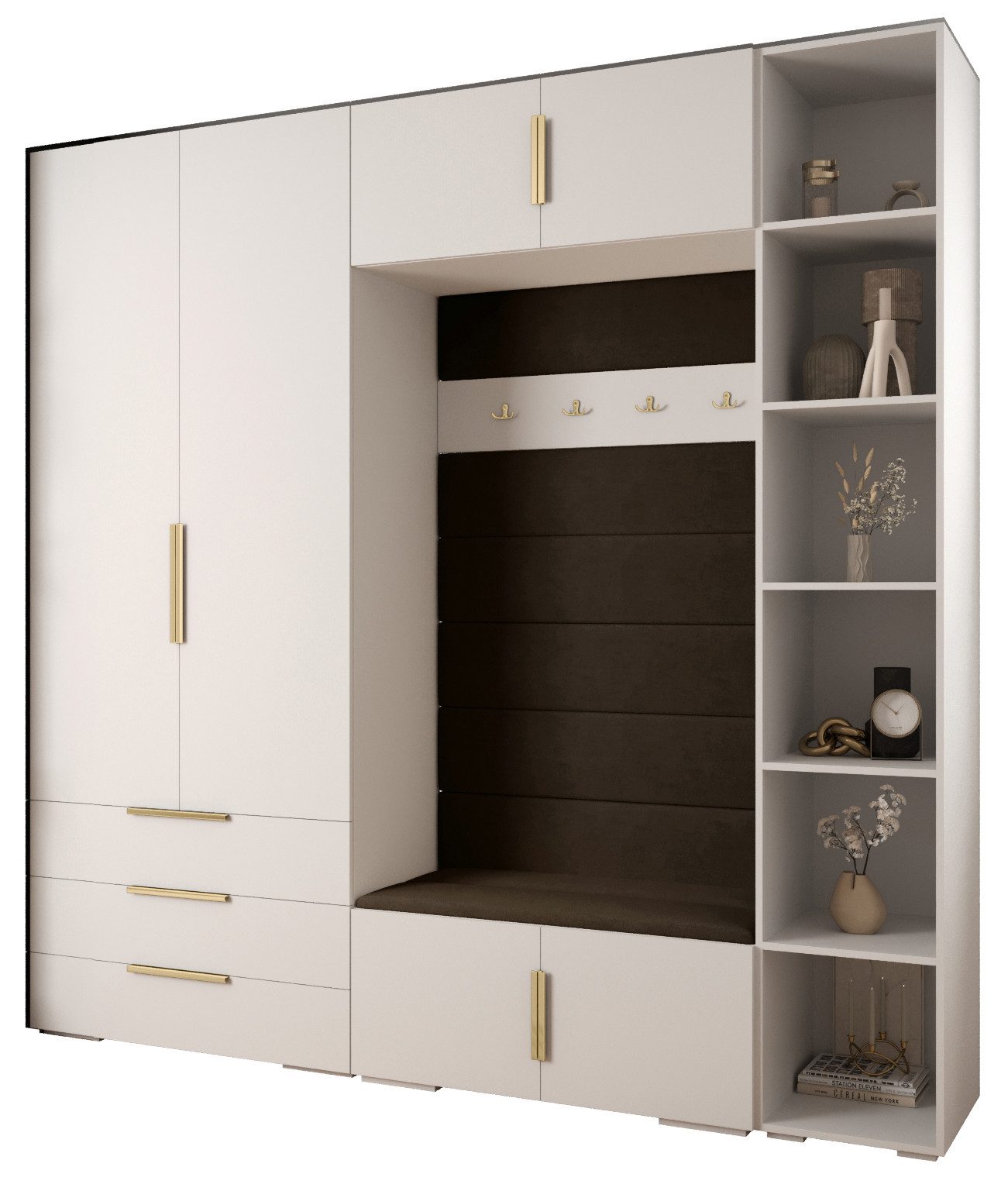 ABIKS MÖBEL Kompaktgarderobe INOVA 1 SATZ 10 Möbelset, Garderobe mit Kleiderstange und Regalen