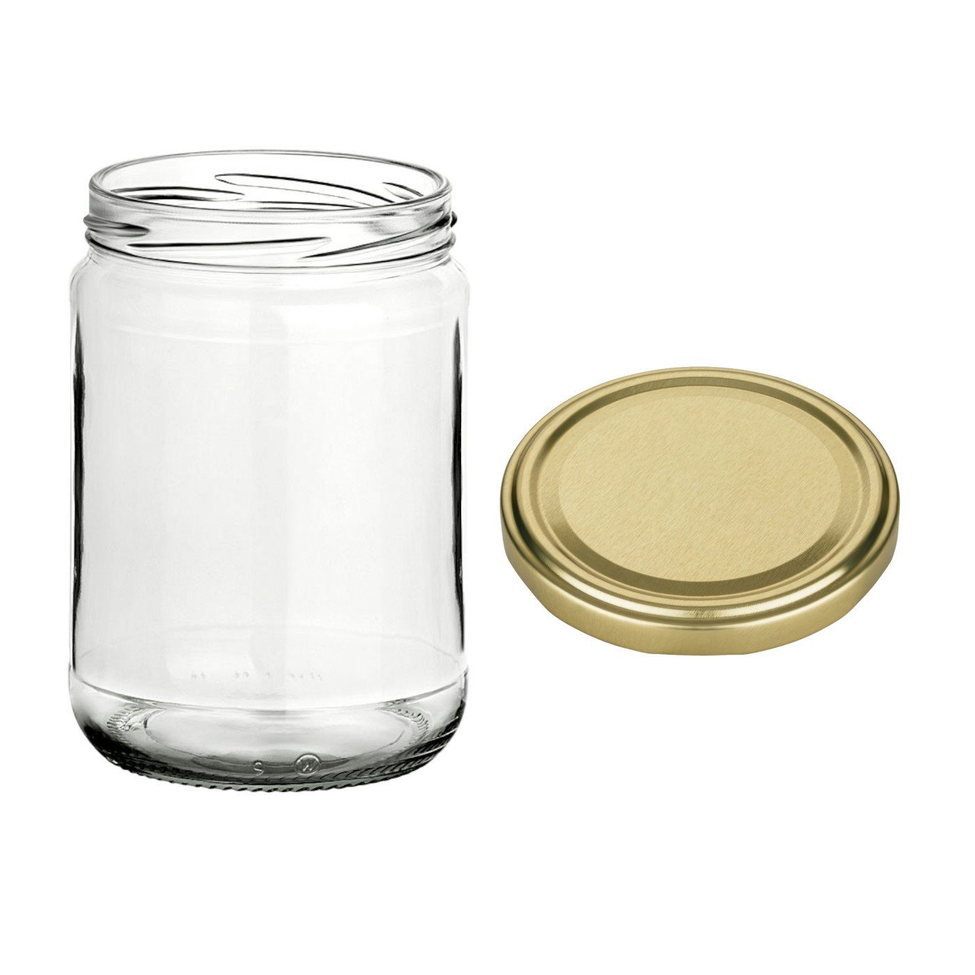 gouveo Einmachglas Vorratsgläser 580 ml Klassik mit Schraub-Deckel - Große Einmachgläser, (24-tlg), goldfarben – Bild 3 von 4