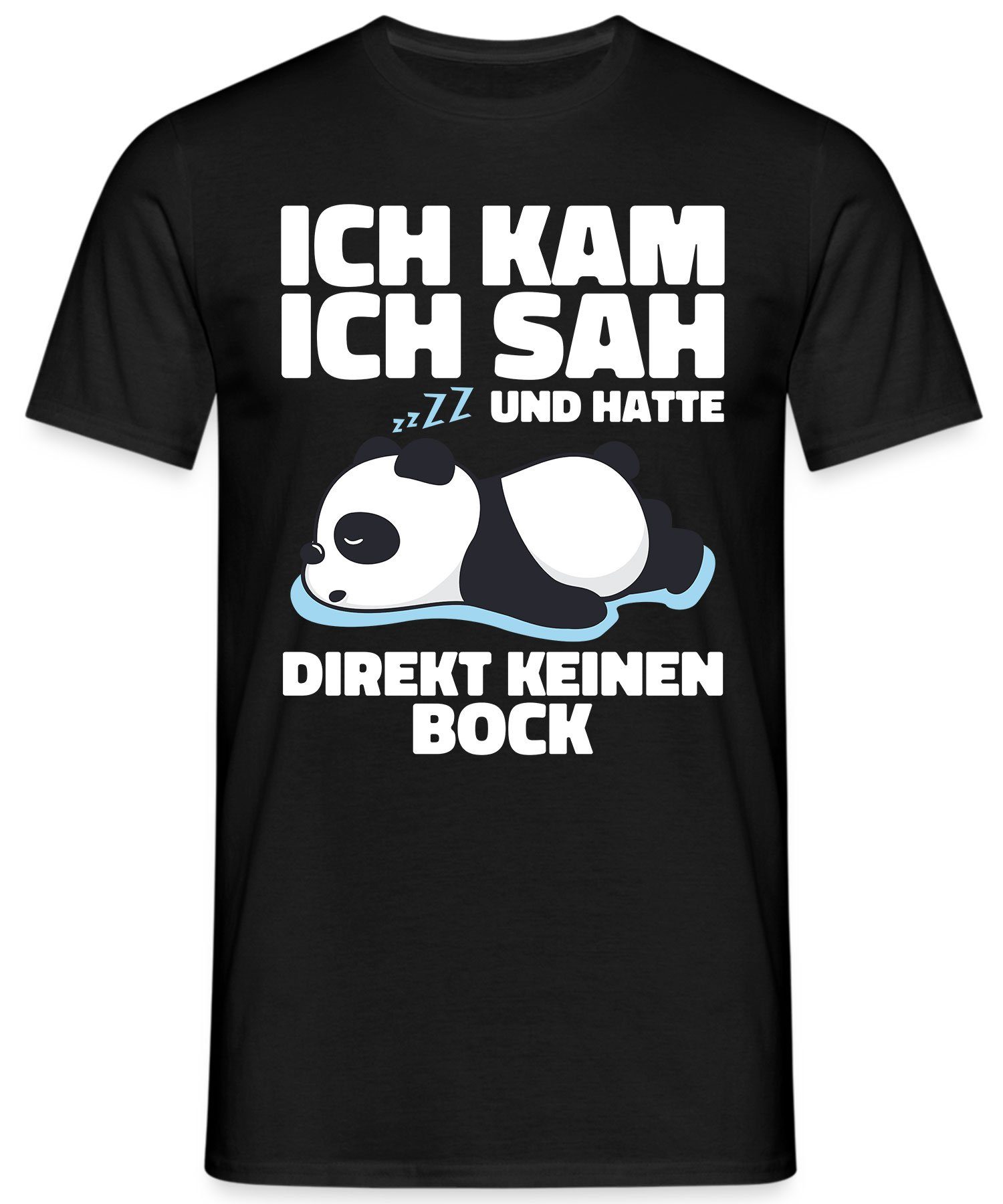 Quattro Statement T-Shirt - Schwarz Keinen (1-tlg) Bock Kurzarmshirt Spruch Formatee Herren Panda Lustiger