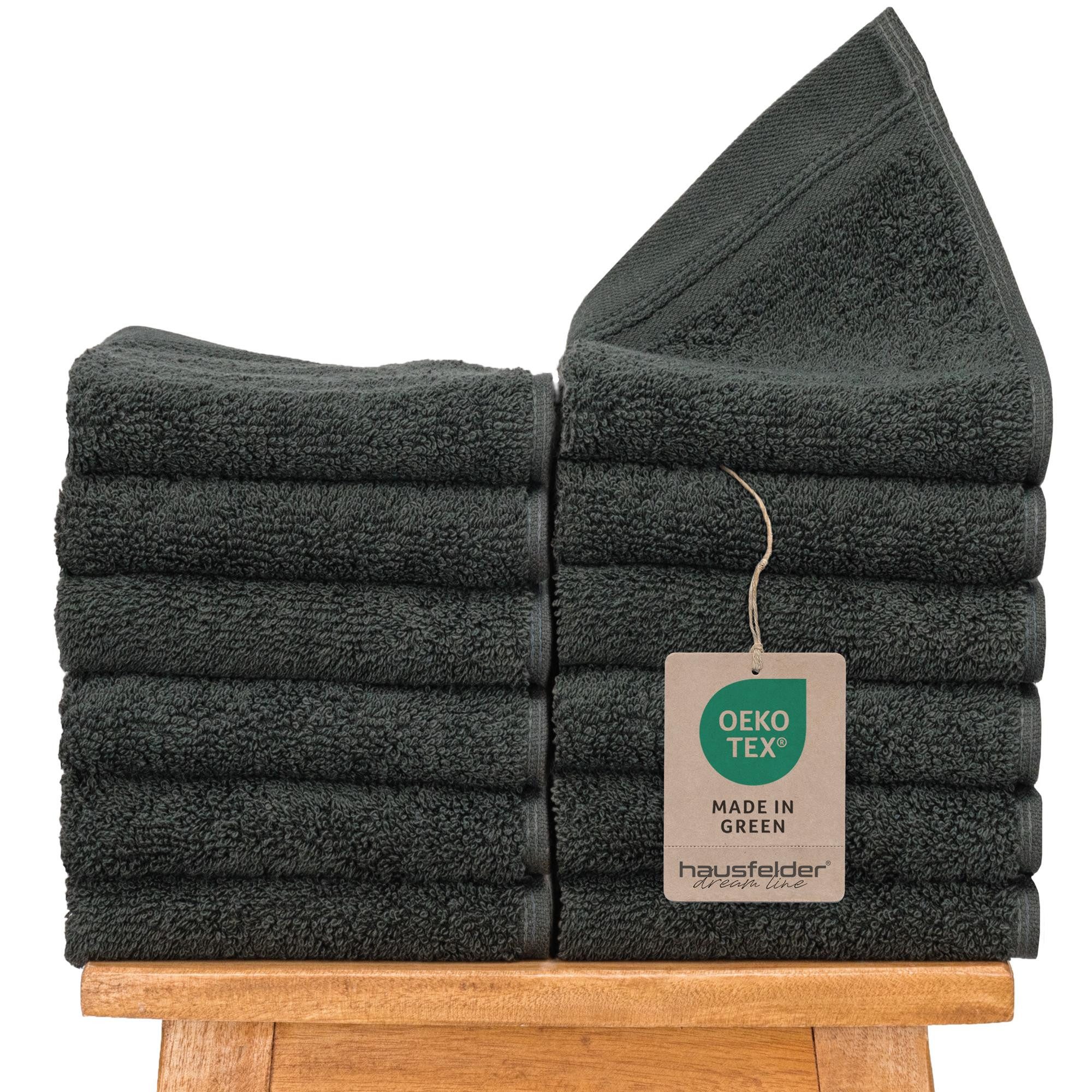 Hausfelder Gästehandtücher 12er Set kleine Handtücher für Gäste WC, 50x30cm, Anthrazit, Baumwollfrottee (12-St)