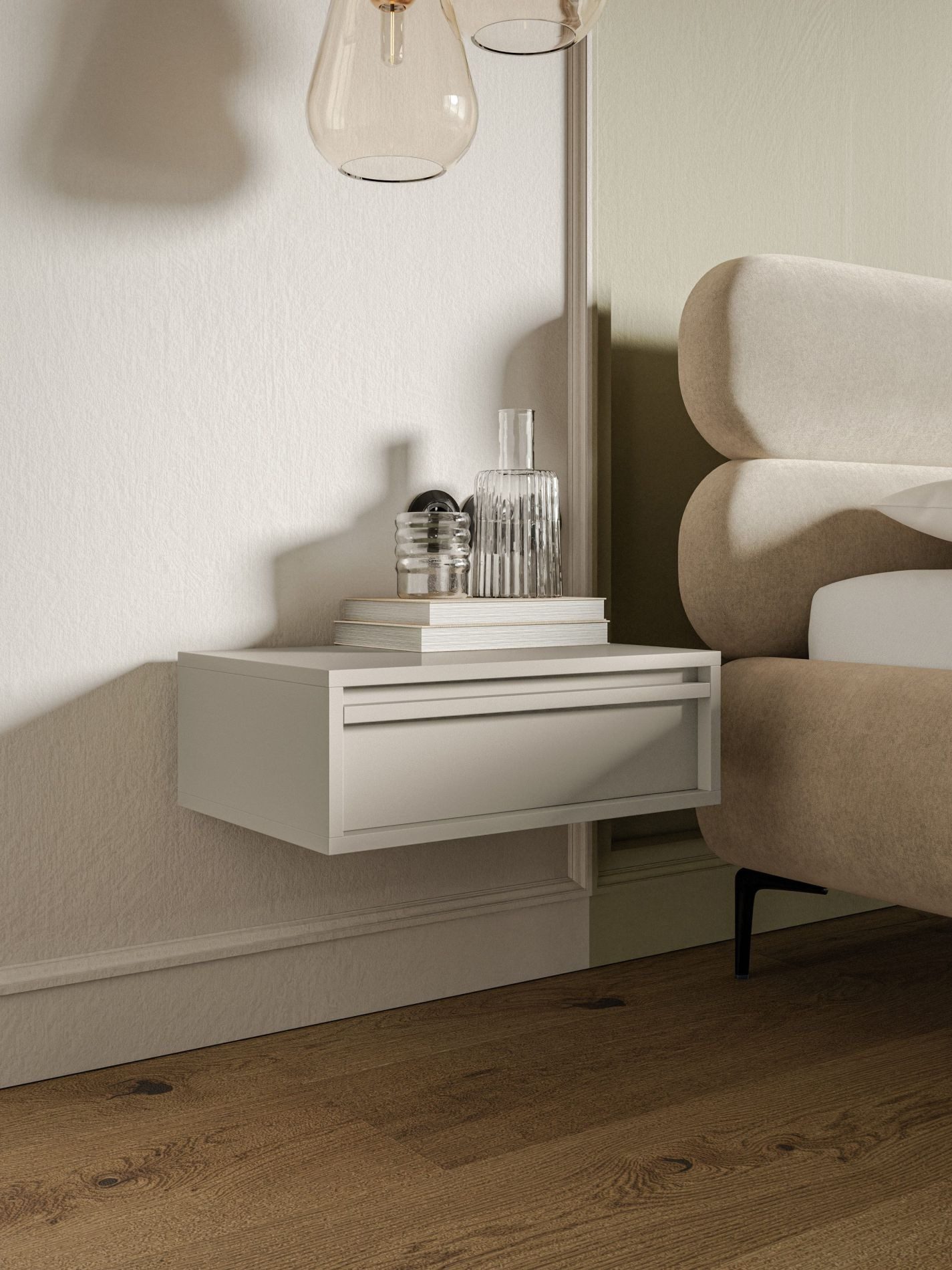 Selsey Nachttisch EVO, Wandhängende Nachtkonsole mit griffloser Schublade 5 günstig online kaufen