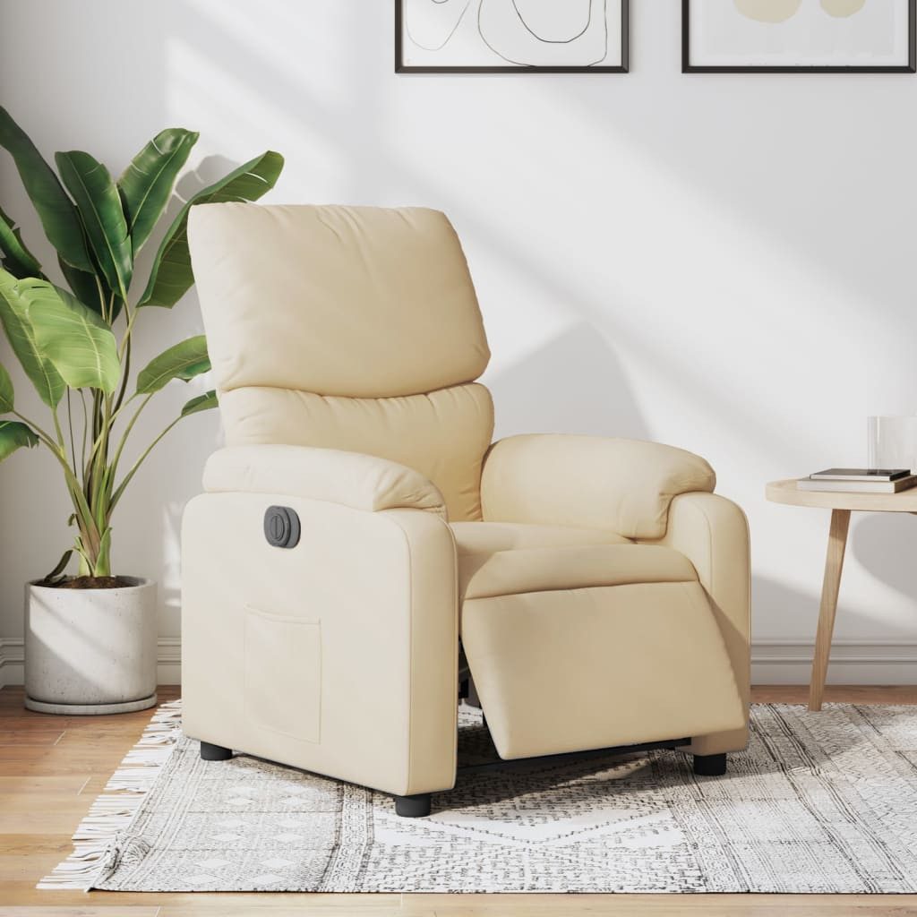 vidaXL Sessel Relaxsessel Elektrisch Creme Stoff (1-St)