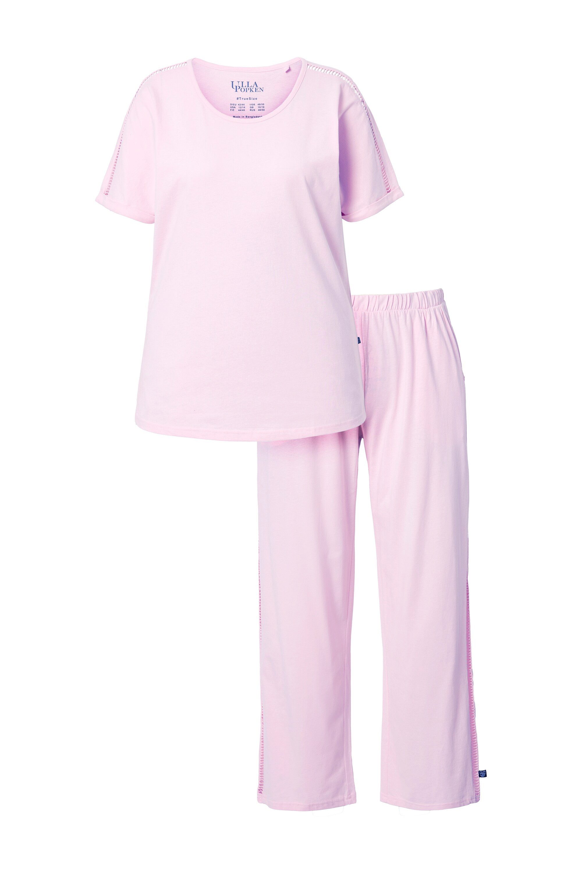 Ulla Popken Pyjama Pyjama Spitzenband Rundhals günstig online kaufen