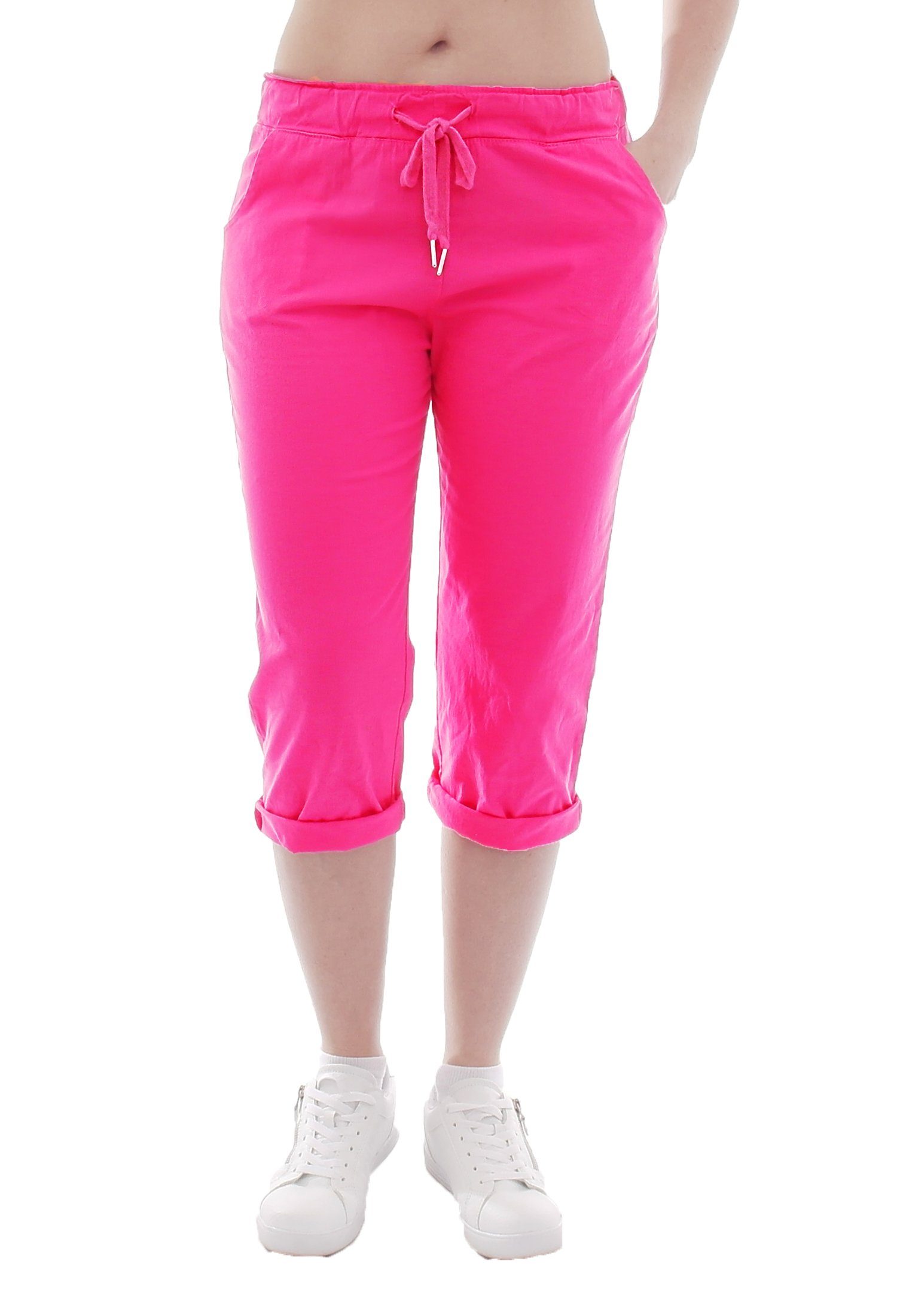 YESET Caprihose YESET Damen Chino Sommer Capri 3/4 Hose Damenhose Pink XXL Schlupfhose | Shorts