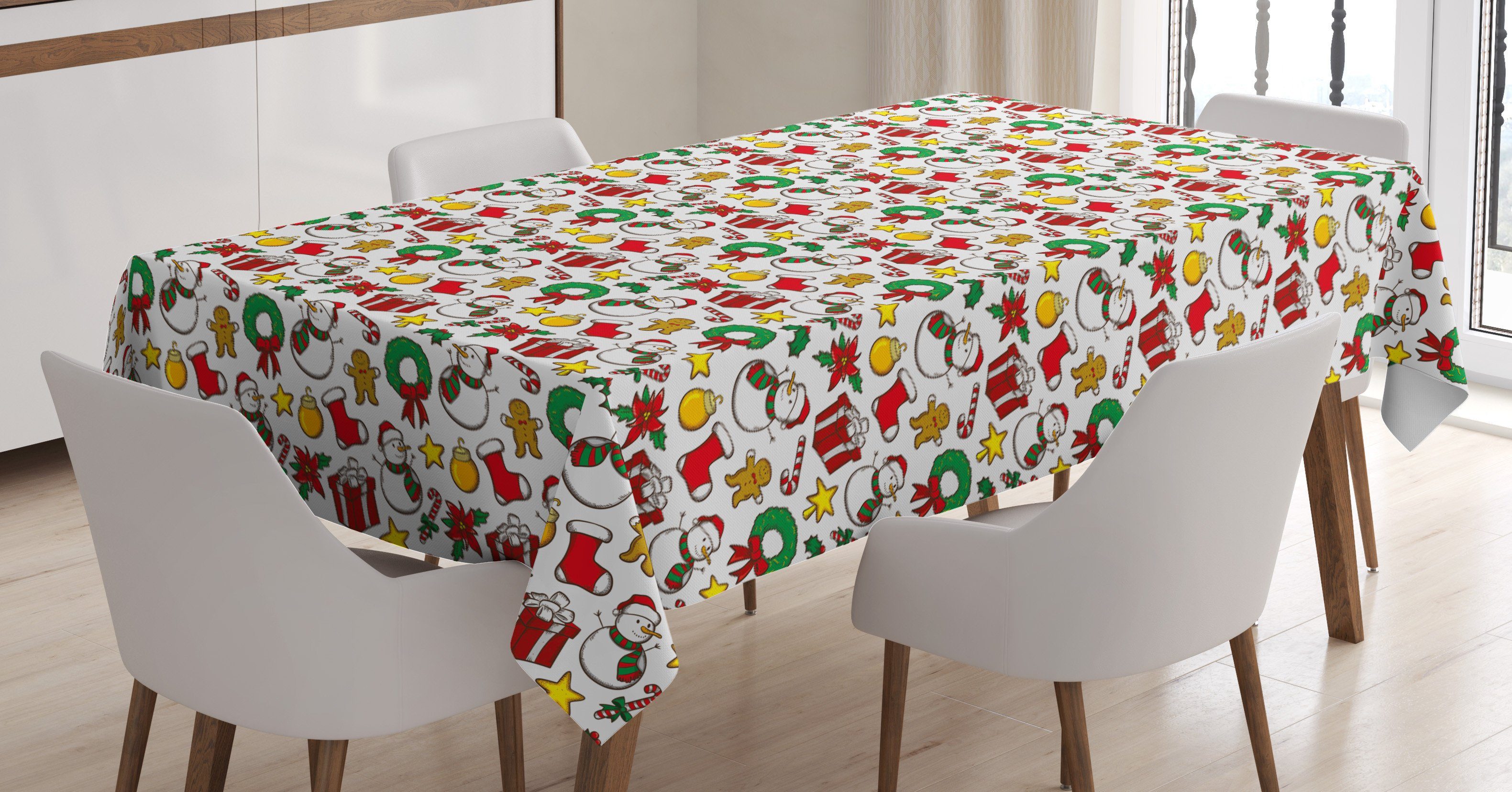 Abakuhaus Tischdecke Farbfest Waschbar Für den Außen Bereich geeignet Klare Farben, Weihnachten Poinsettiablume