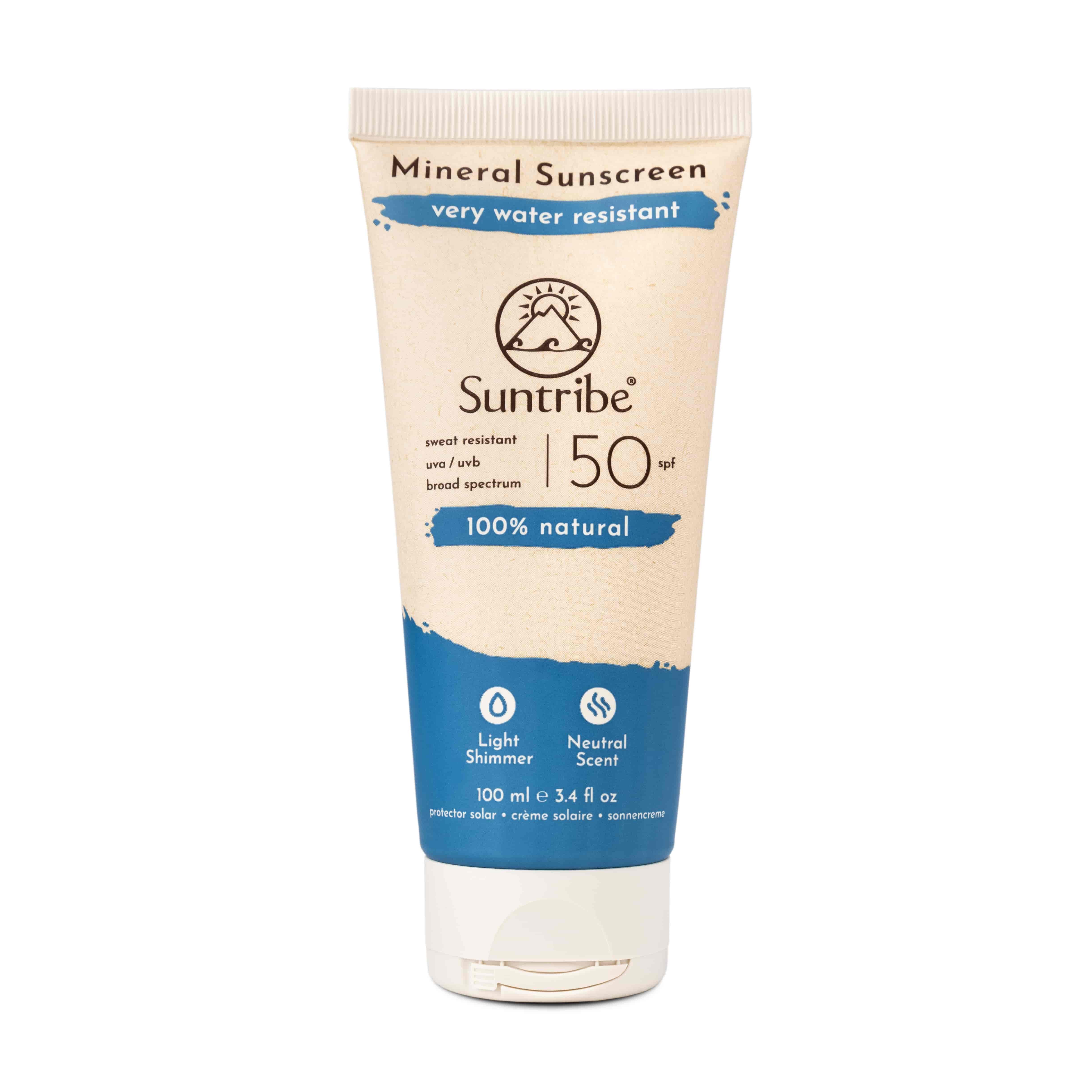 Suntribe Sonnenschutzcreme BIO Mineralisch LSF 50 - Sonnencreme ohne chemische UV-Filter, 1 Tube 100 ml, 100% Natürlich - 0% Zusätze - 0% Mikroplastik, 0% Nano